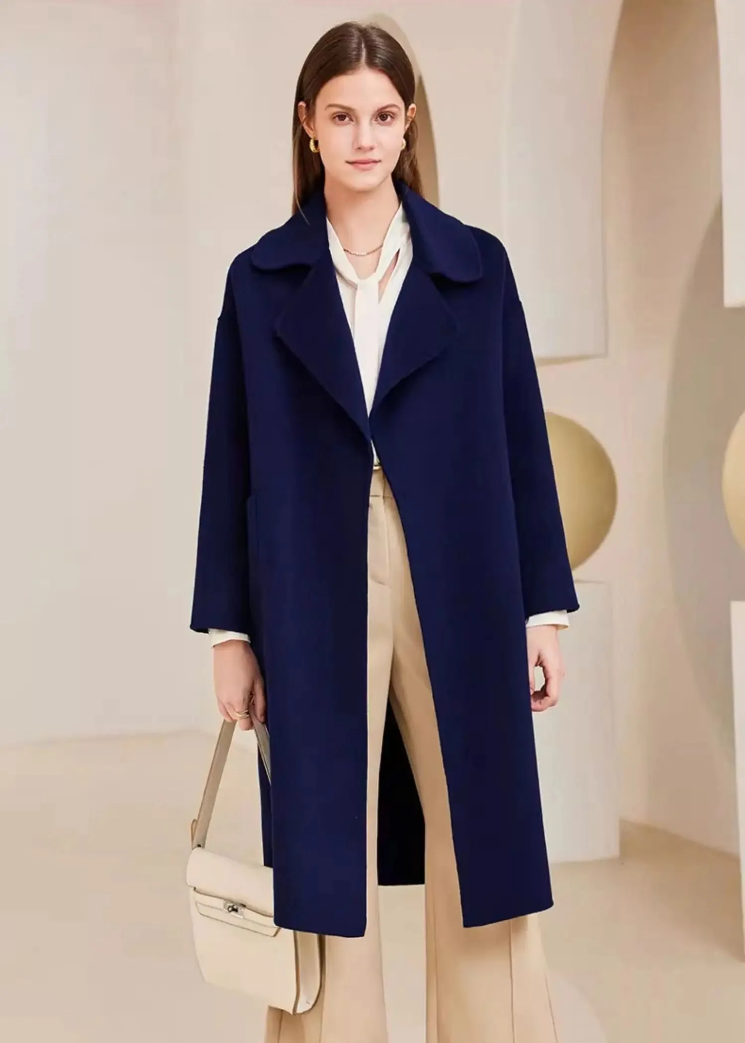 Camille Belted Thigh Length Wool Coat