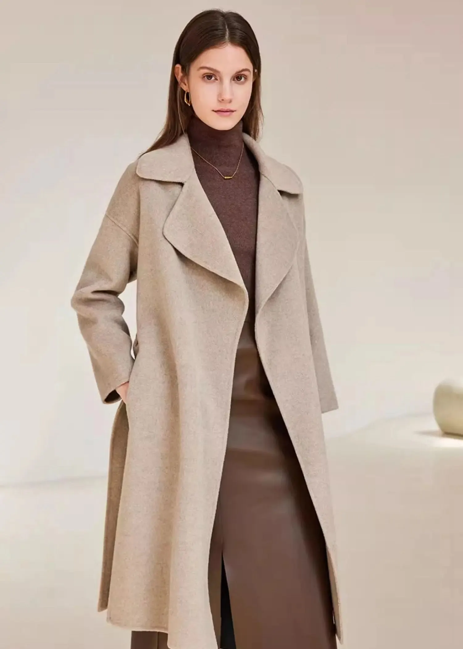 Camille Belted Thigh Length Wool Coat