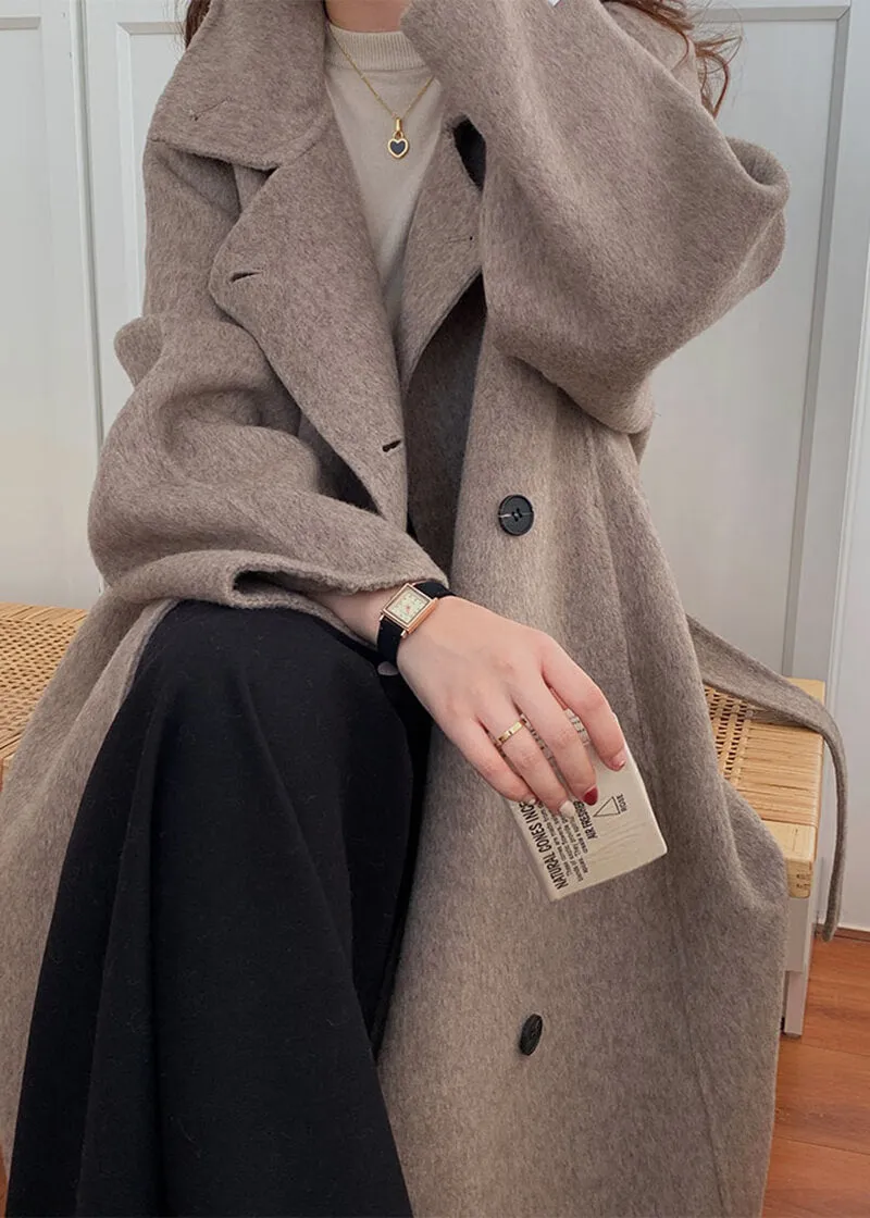 Double Face Wool & Cashmere Blend Belted Long Coat