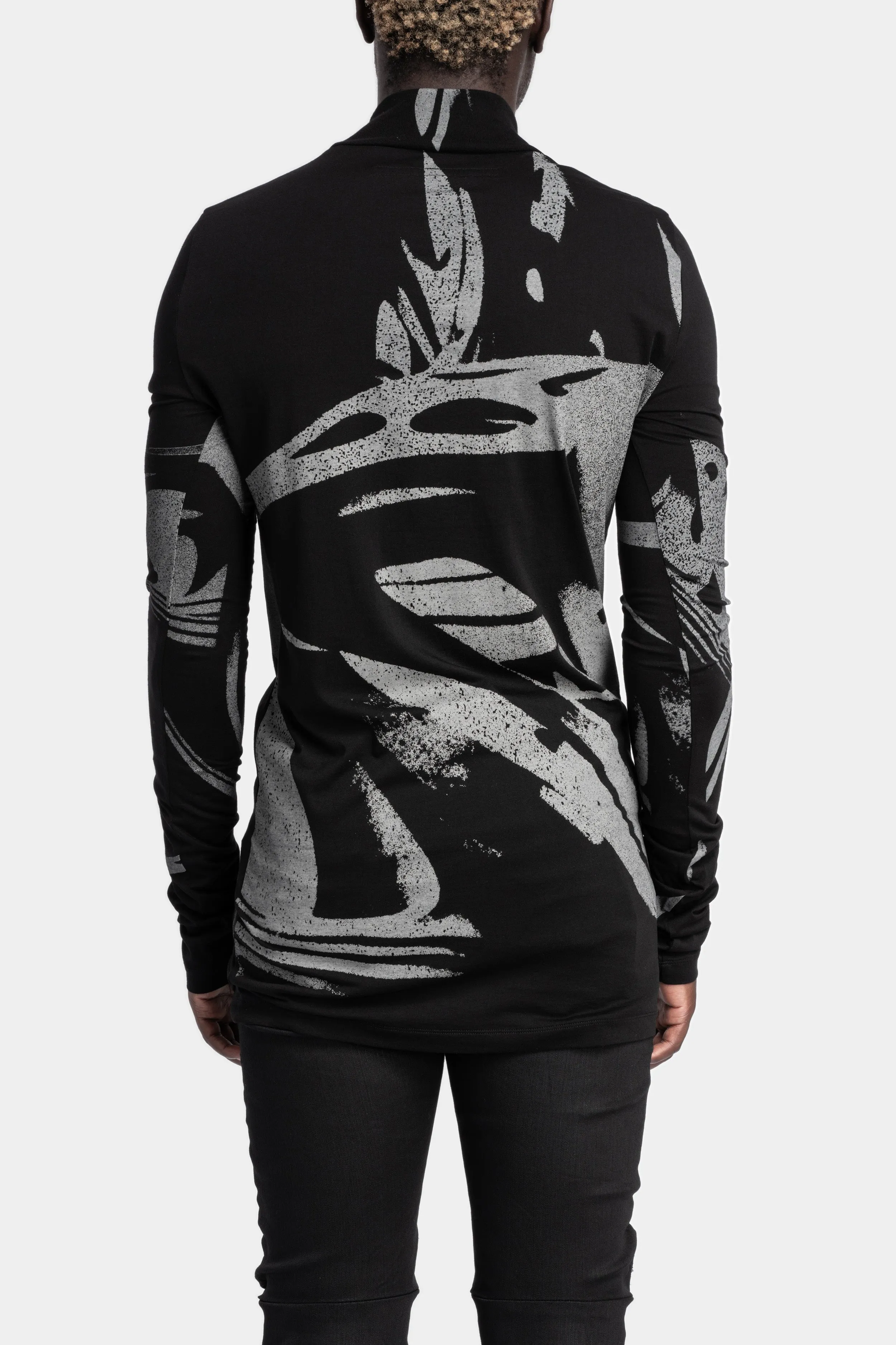 High neck long sleeve tee, Printed