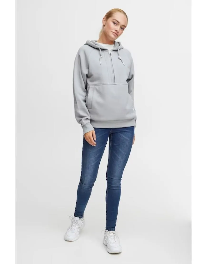 Zip Up Hoodie Fleece-Pale Grey