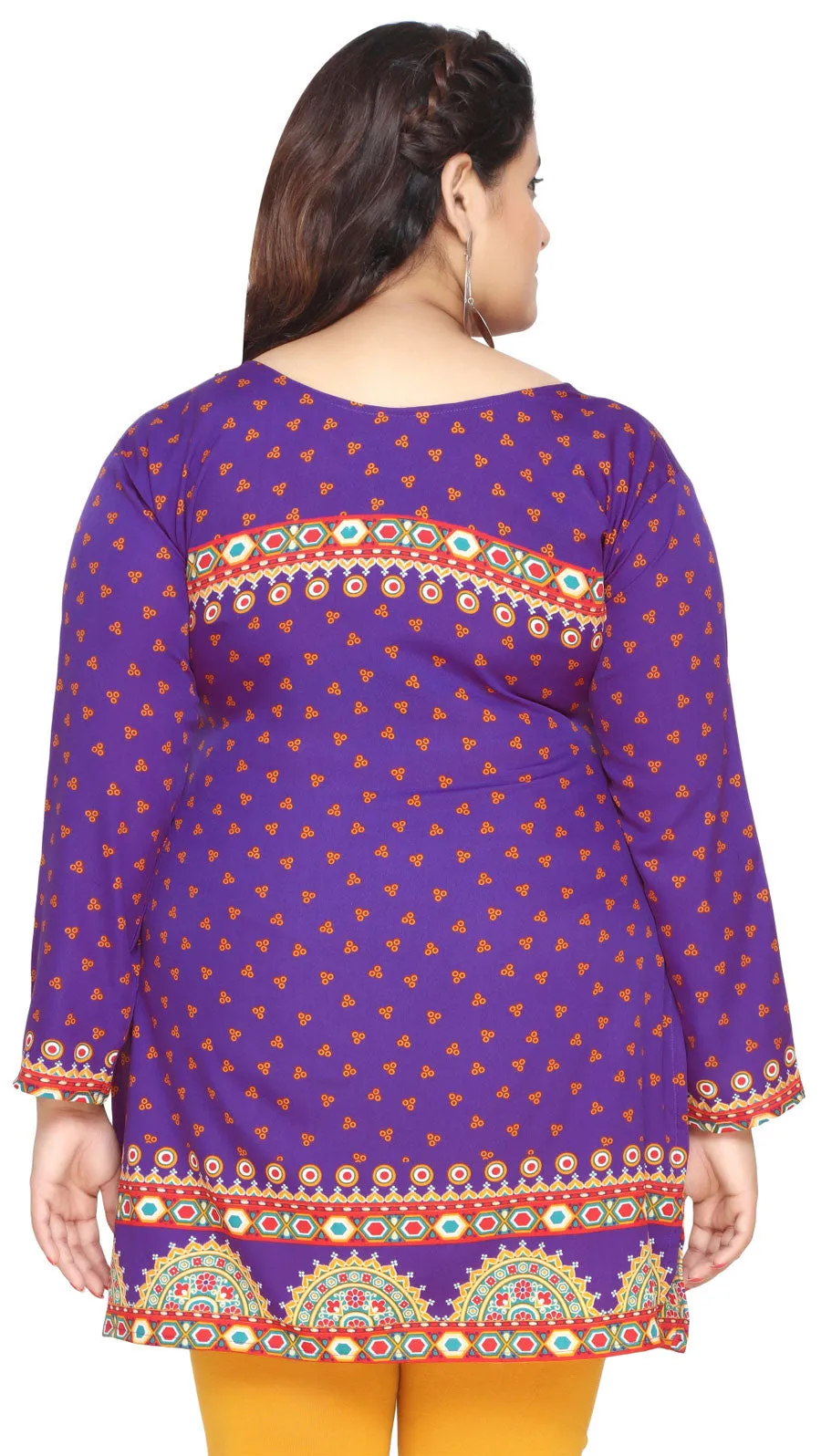 Womens Indian Tunics Kurti Top Printed Plus Size Apparel (Purple)