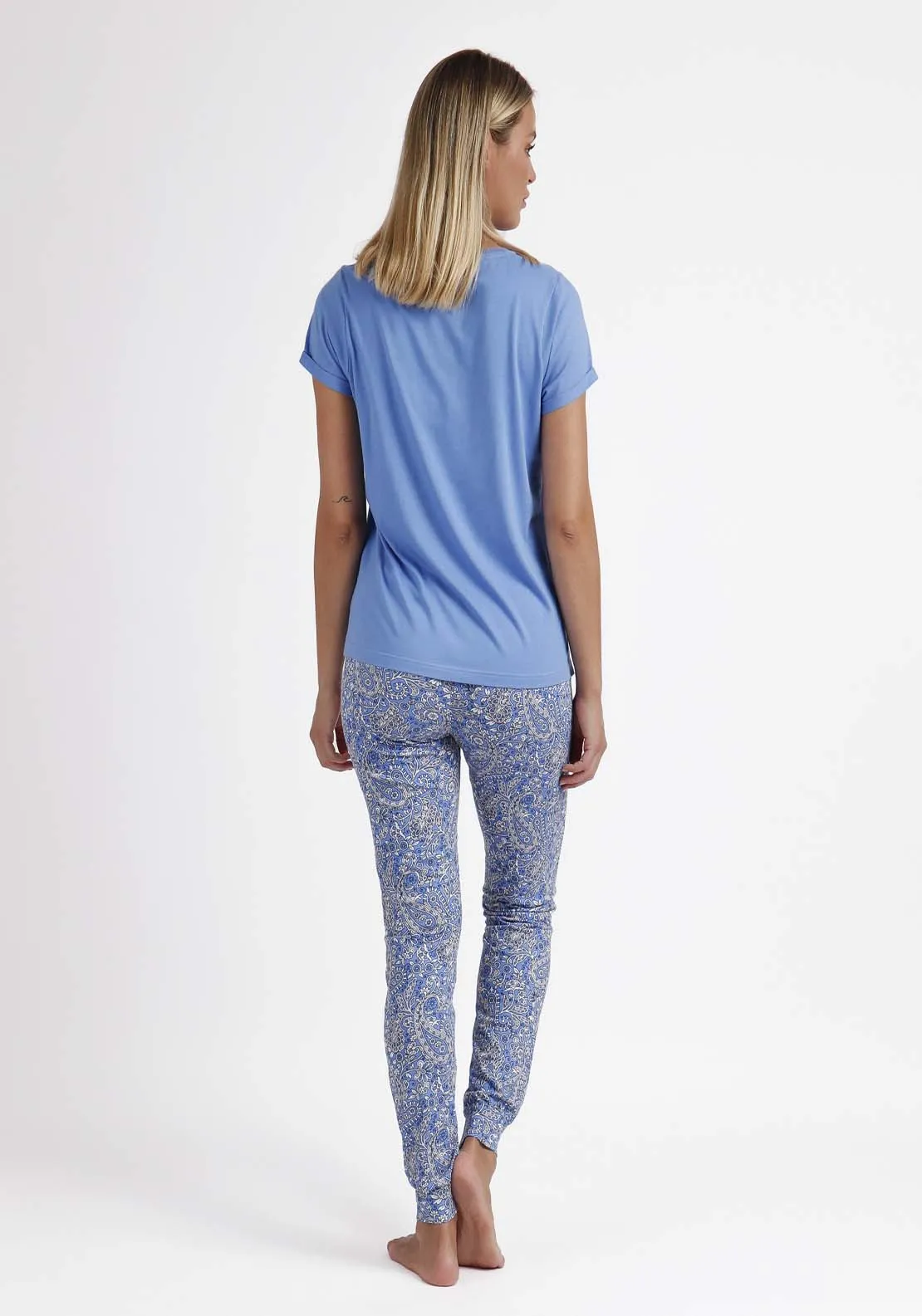 Love Cashmere Short Sleeve Pajamas - Blue