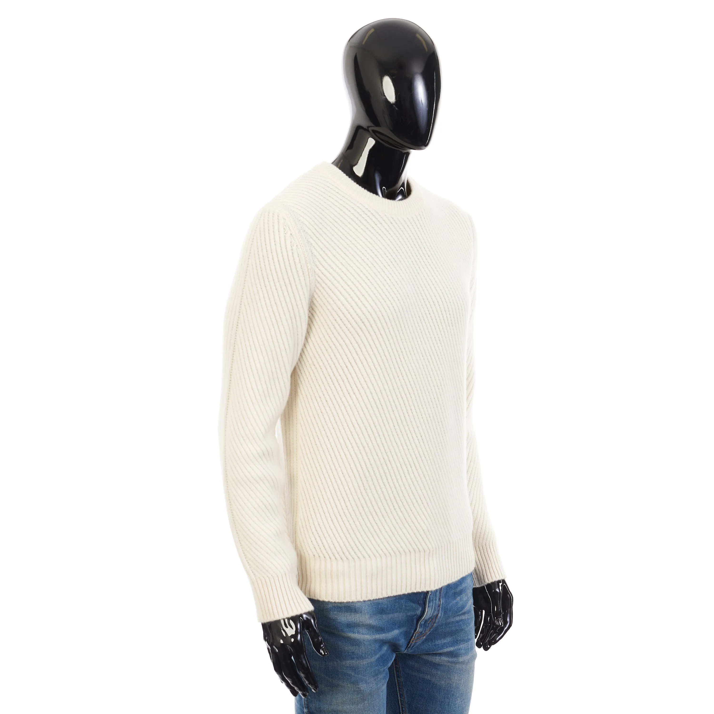 Ivory White Crew Neck Sweater - Sustainable Cashmere