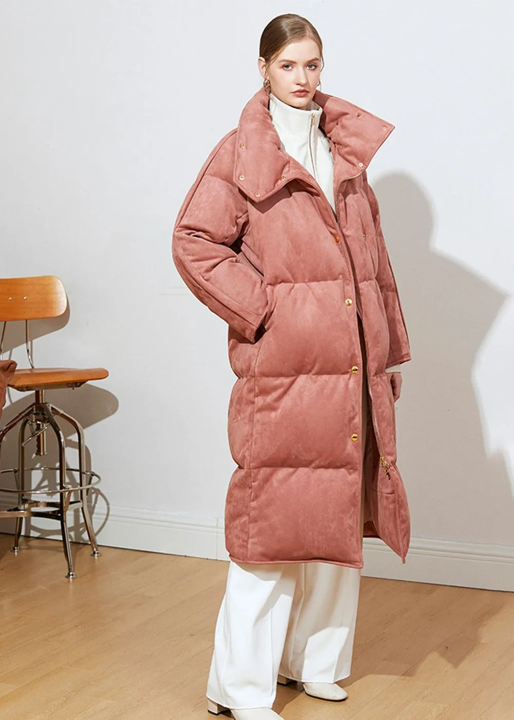 Talia Pink Long Down Puffer Coat