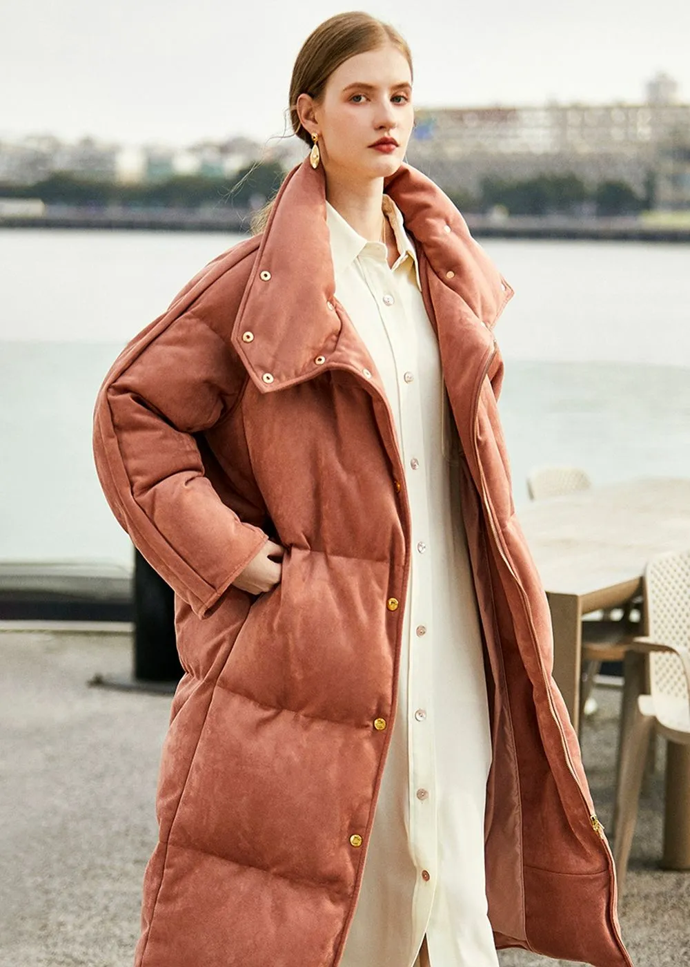 Talia Pink Long Down Puffer Coat