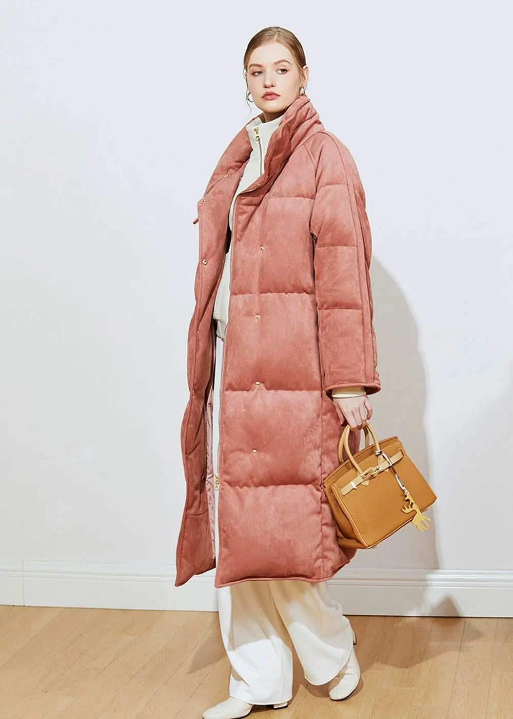 Talia Pink Long Down Puffer Coat