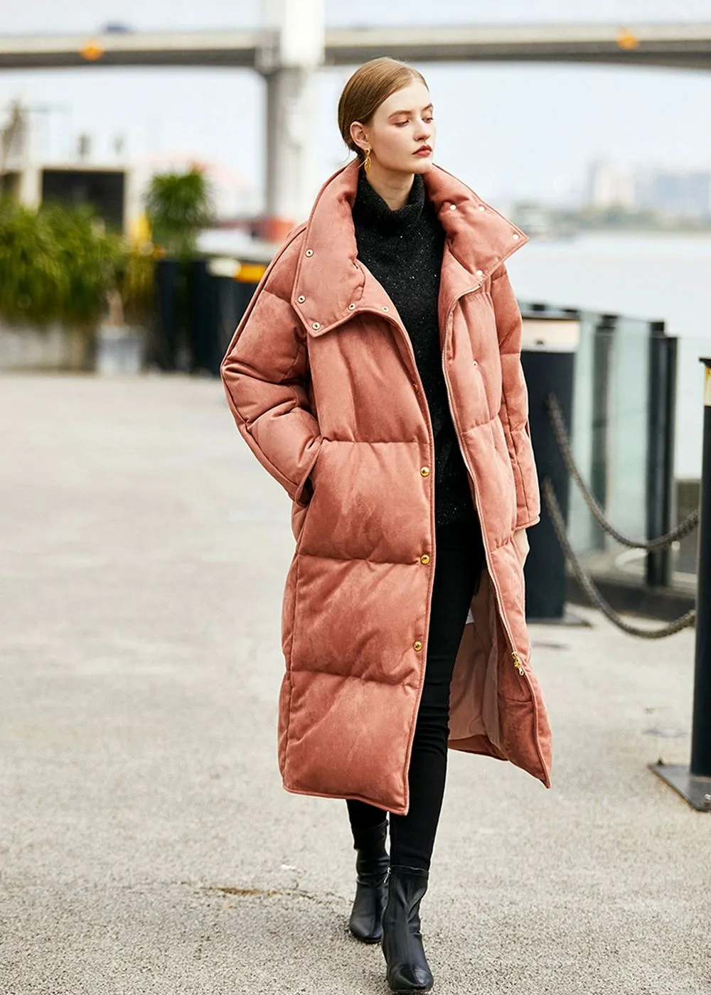 Talia Pink Long Down Puffer Coat