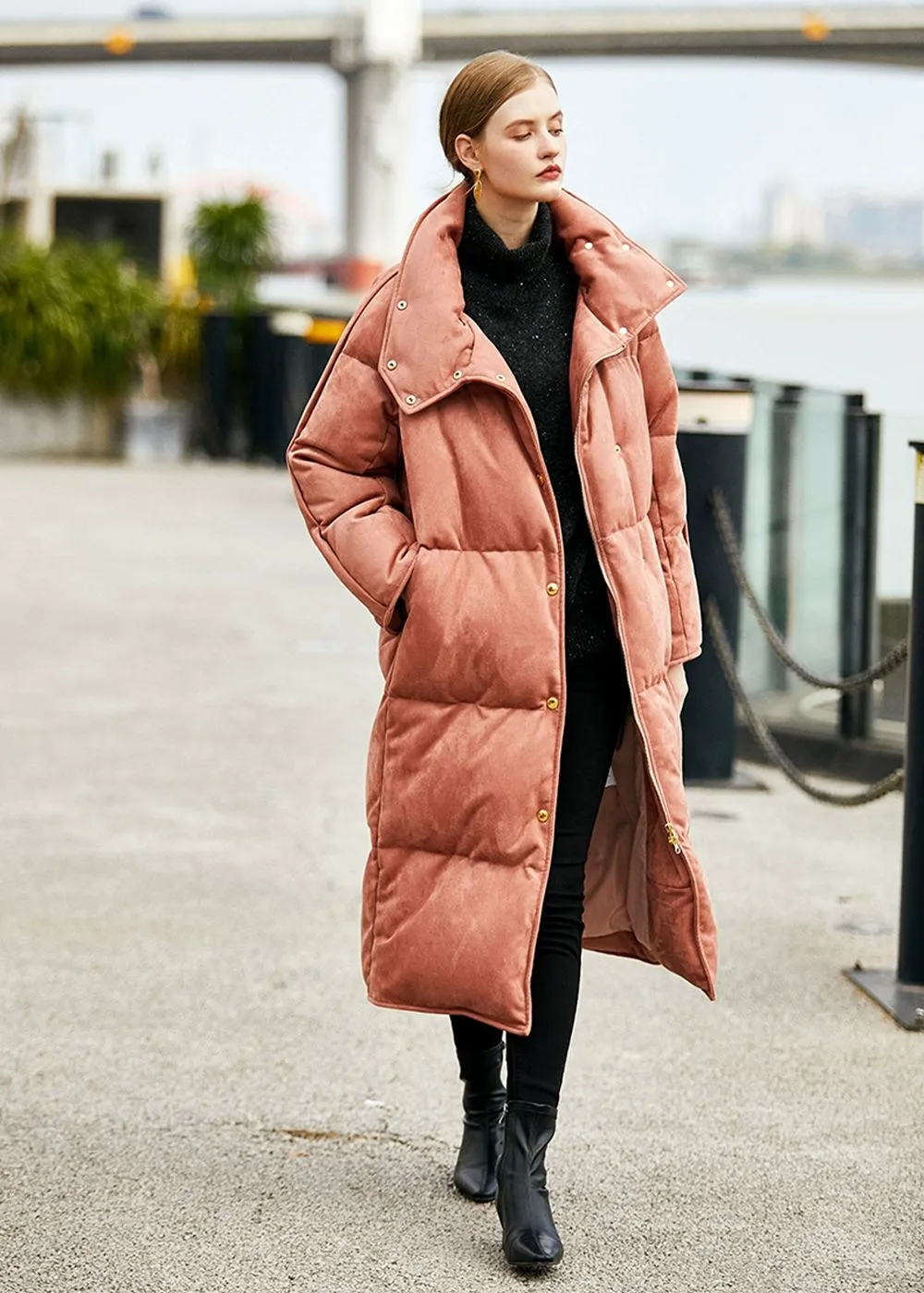 Talia Pink Long Down Puffer Coat