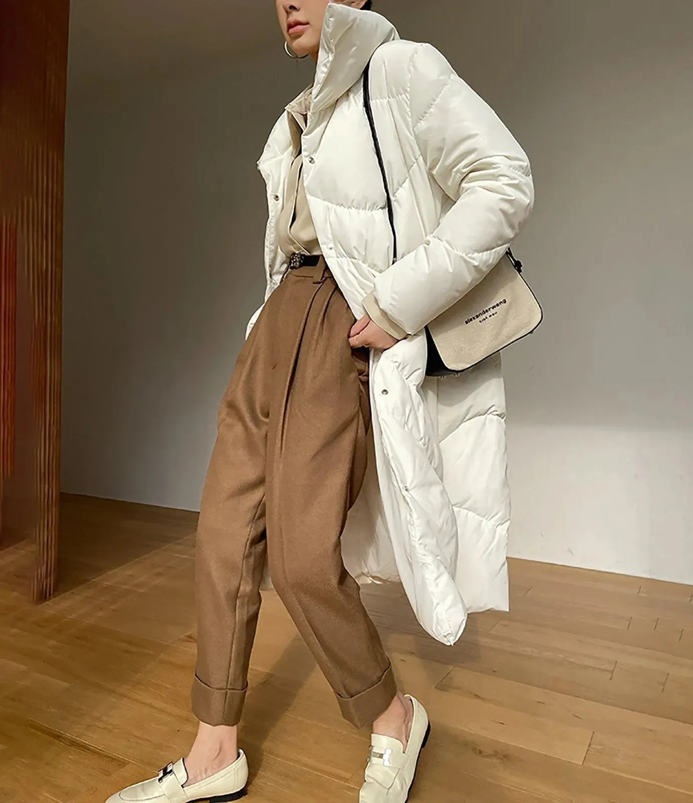 Women White Long Down Coat,White long Down Jacket,Warm Puffy Coat,Quilted Down Puffer Coat,Warm Winter Coat,Down Coat Women,Long Down Puffer