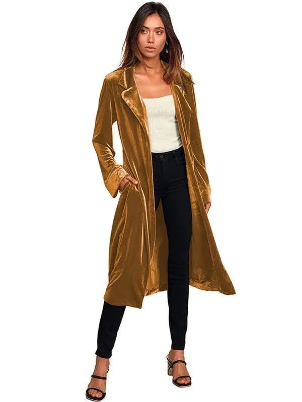 Velvet Long Blazer Women Coat