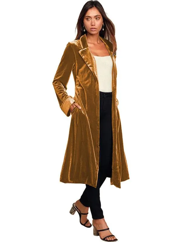 Velvet Long Blazer Women Coat