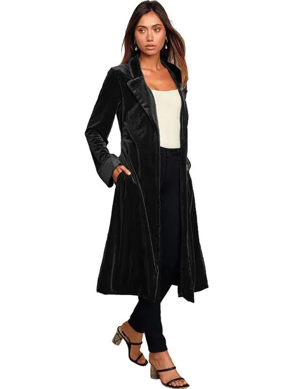 Velvet Long Blazer Women Coat