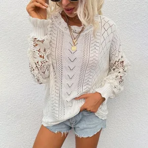 Lace stitching sweater