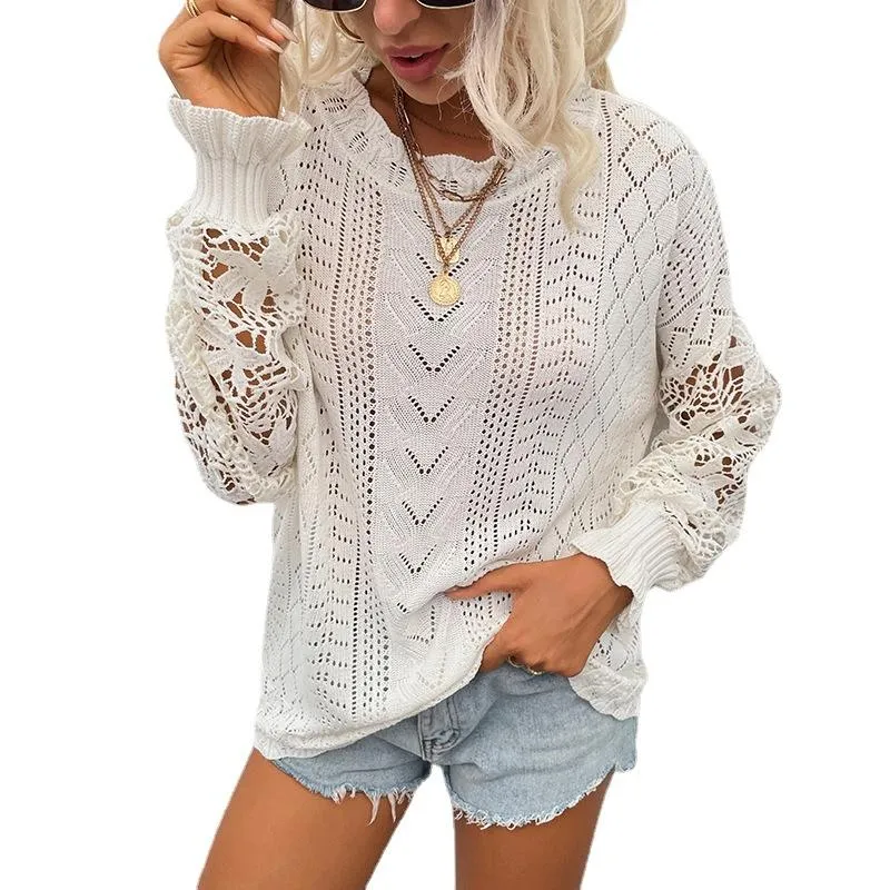 Lace stitching sweater