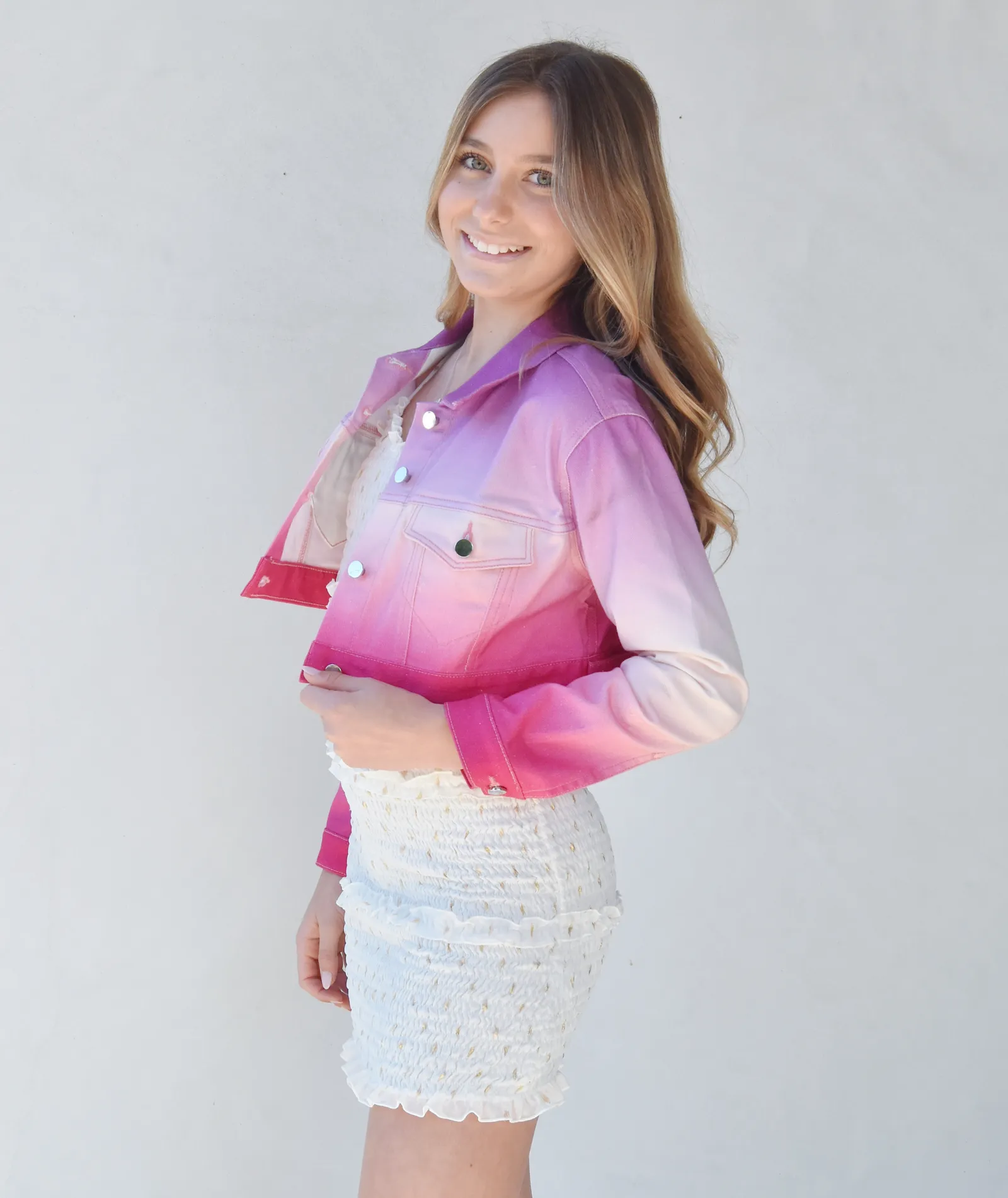 Theme Girls Crosby Cropped Jacket Pink Purple