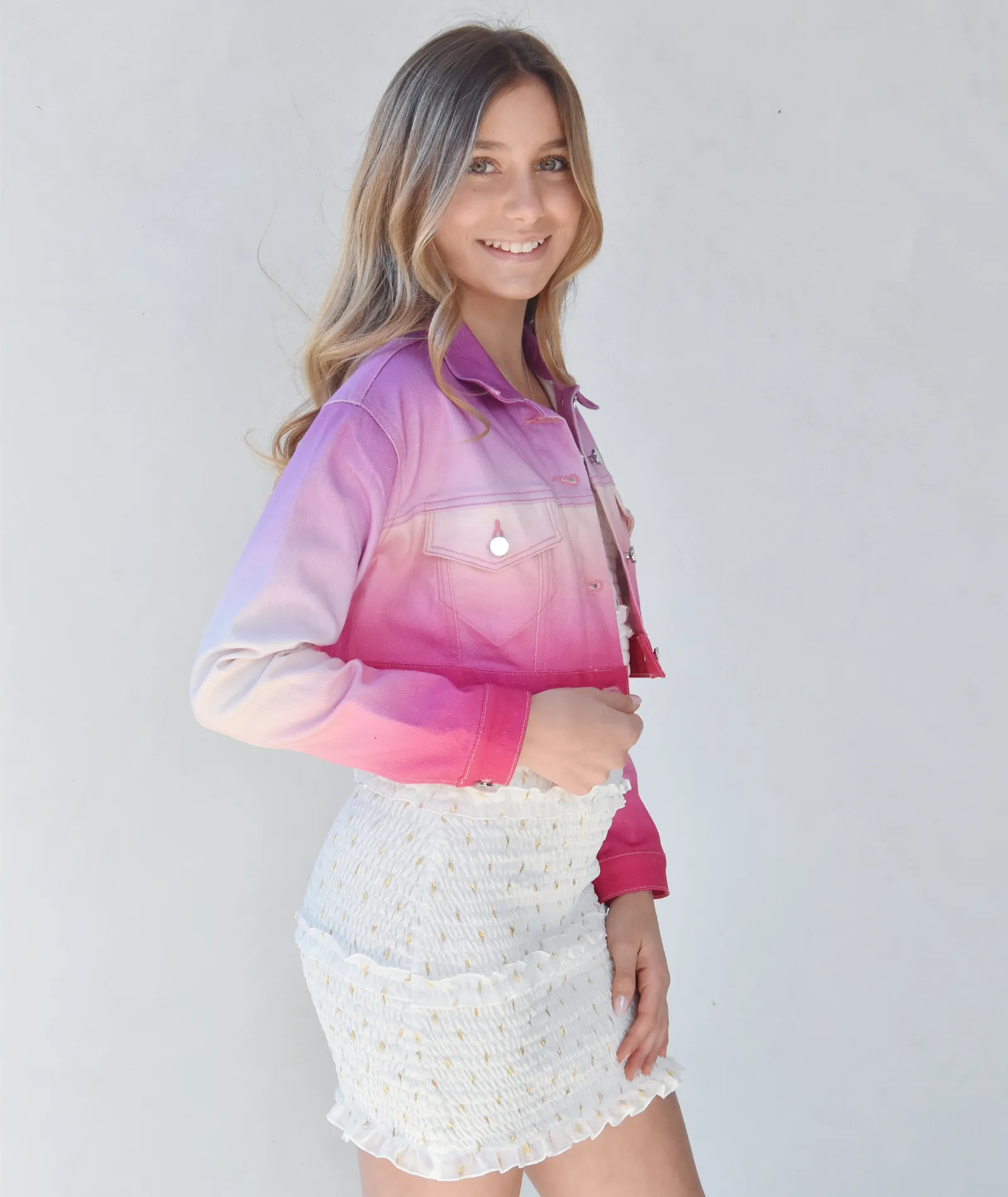 Theme Girls Crosby Cropped Jacket Pink Purple