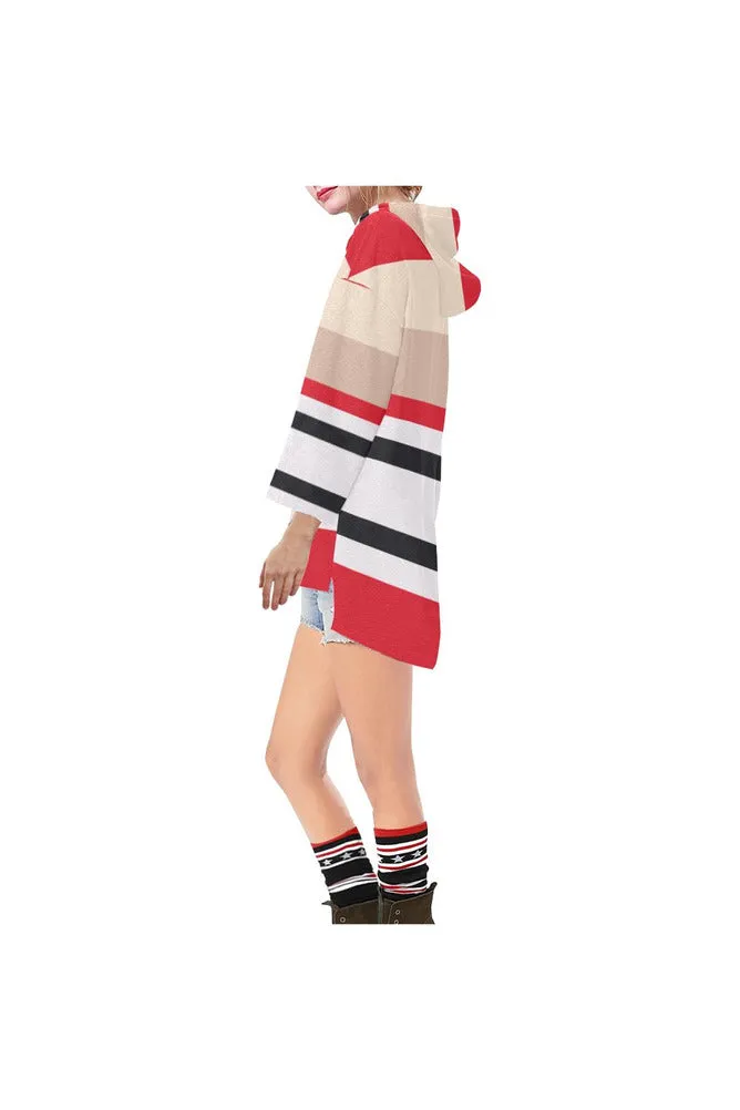 Sultry Stripes Step Hem Tunic Hoodie for Women (Model H25)