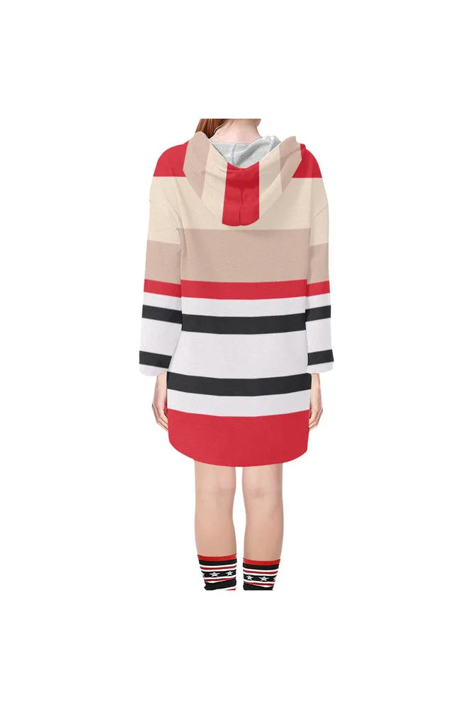 Sultry Stripes Step Hem Tunic Hoodie for Women (Model H25)