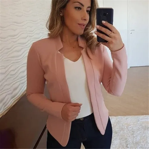 Long Sleeve Blazer Top - Light Pink