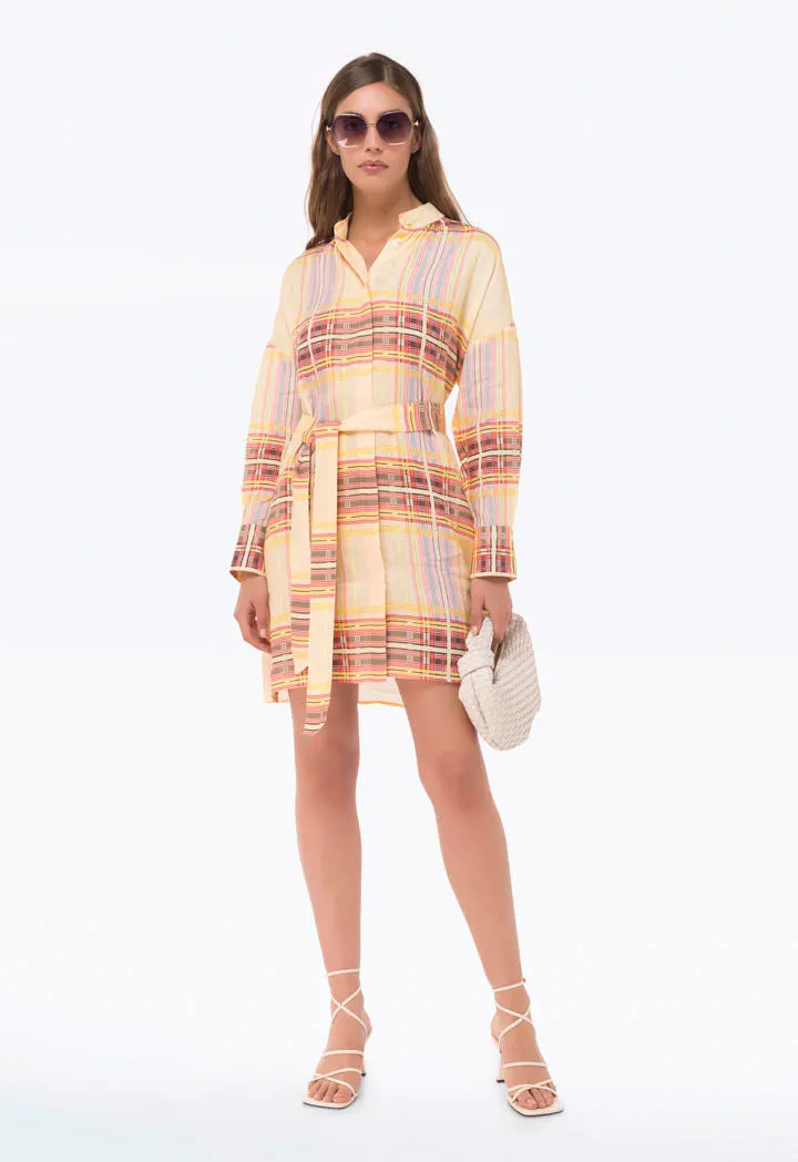 Checkered Midi Shirt Dress