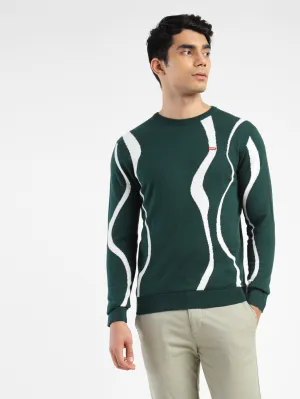 Men's Abstract Print Crew Neck Sweater Green