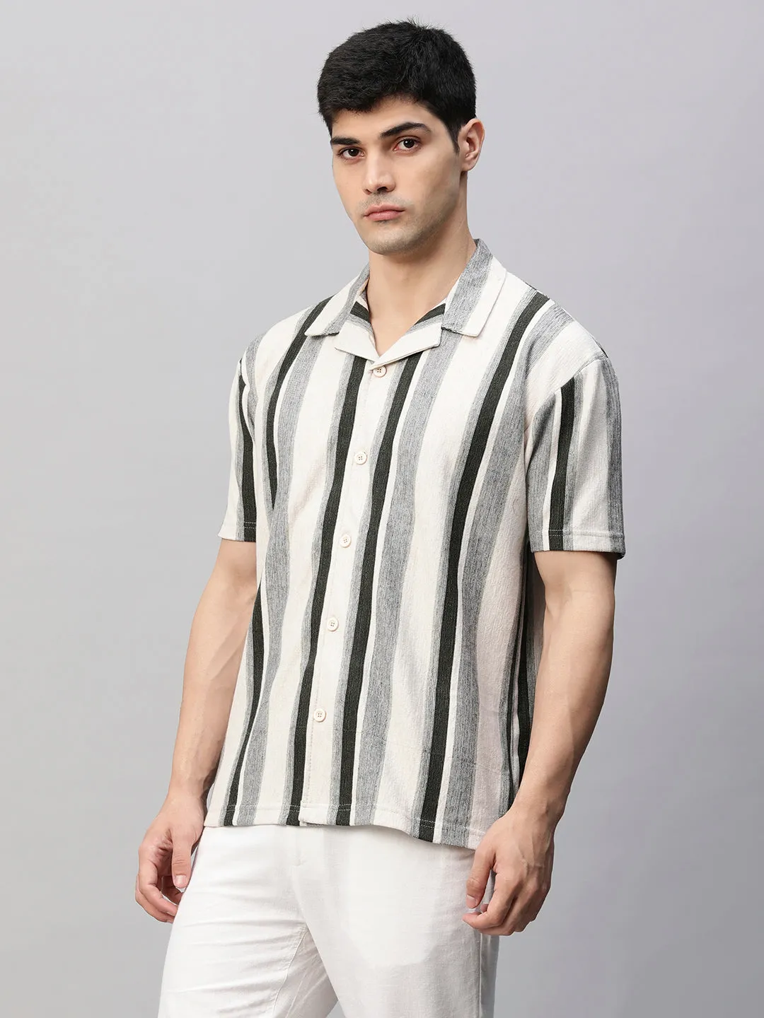 Mens Half Sleeve Resort Shirt - Stripe