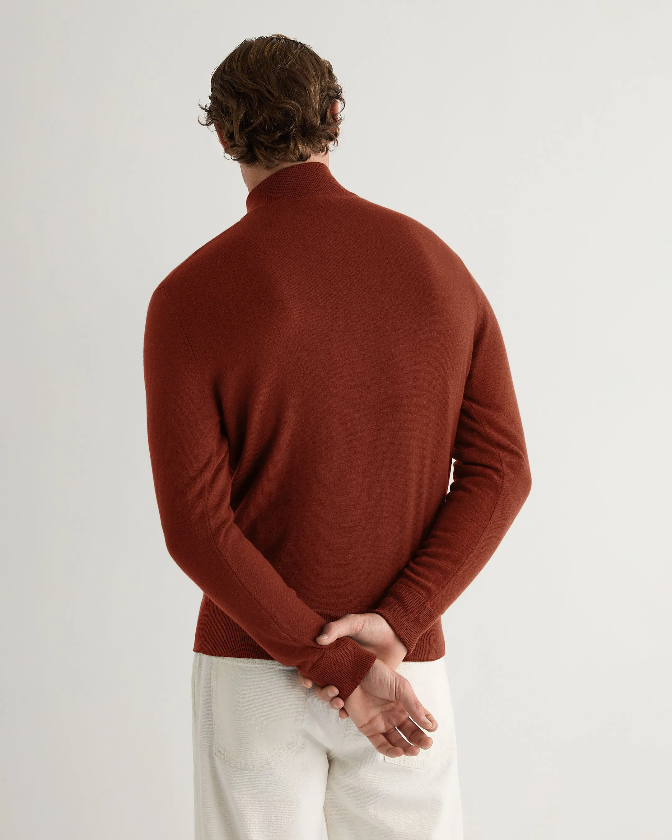 Men's Knightsbridge Full Zip Cashmere Jumper Spice Orange