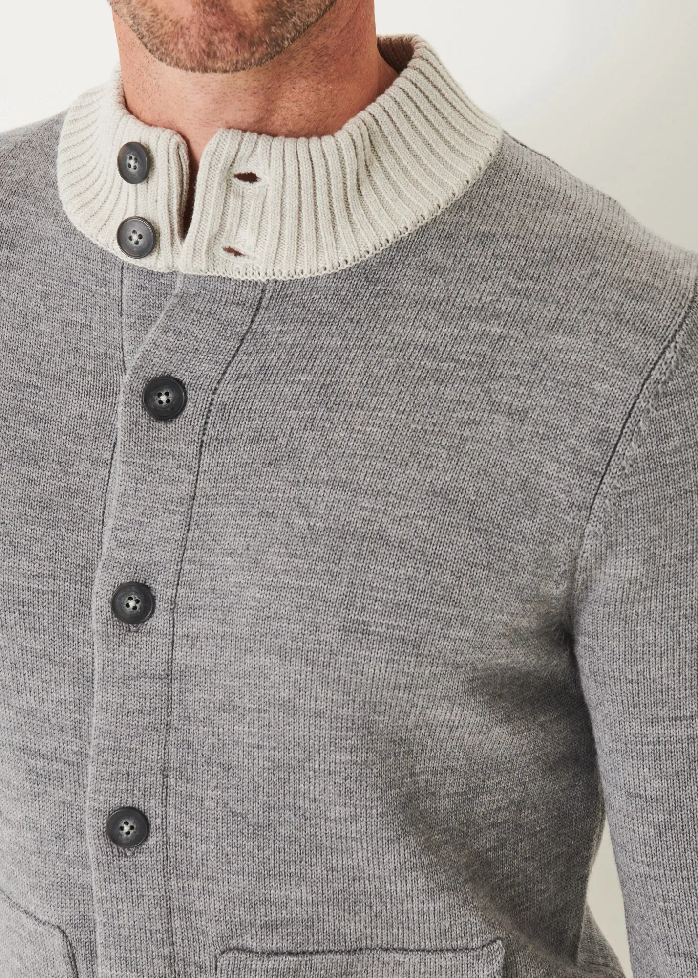 TWO-TONE BUTTON FRONT CARDIGAN