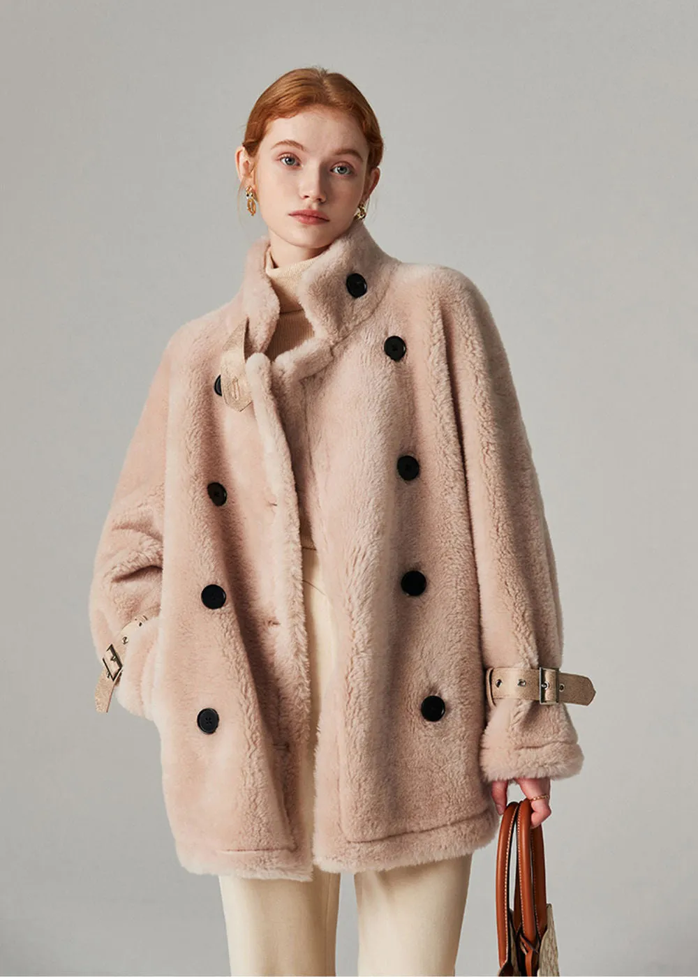 Serena Double Breasted High Pile Wool Fleece Coat