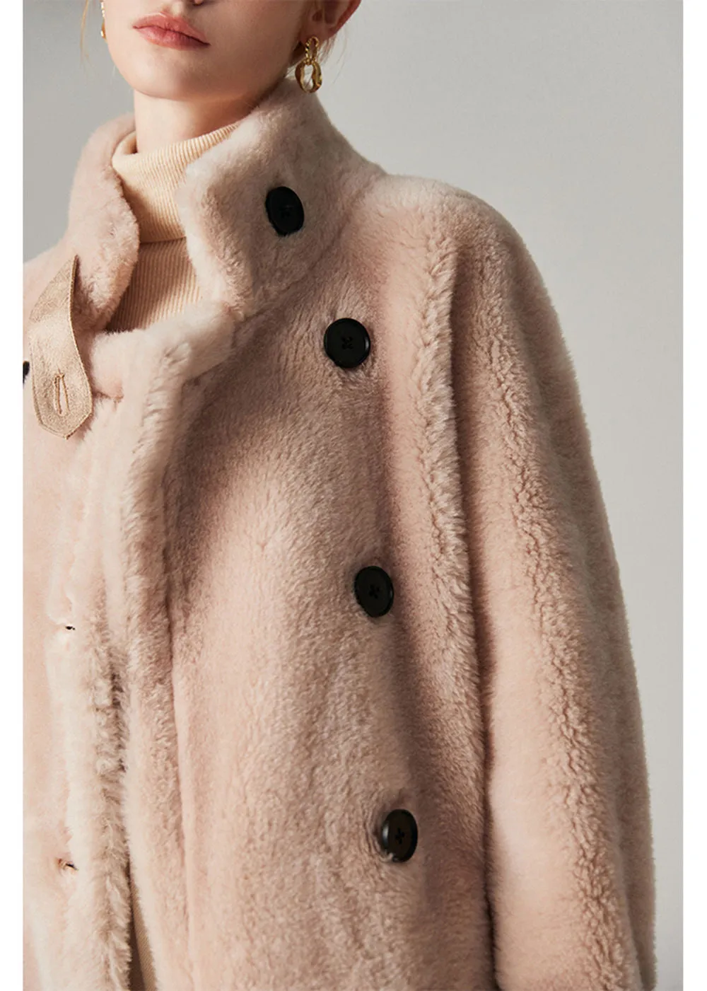 Serena Double Breasted High Pile Wool Fleece Coat