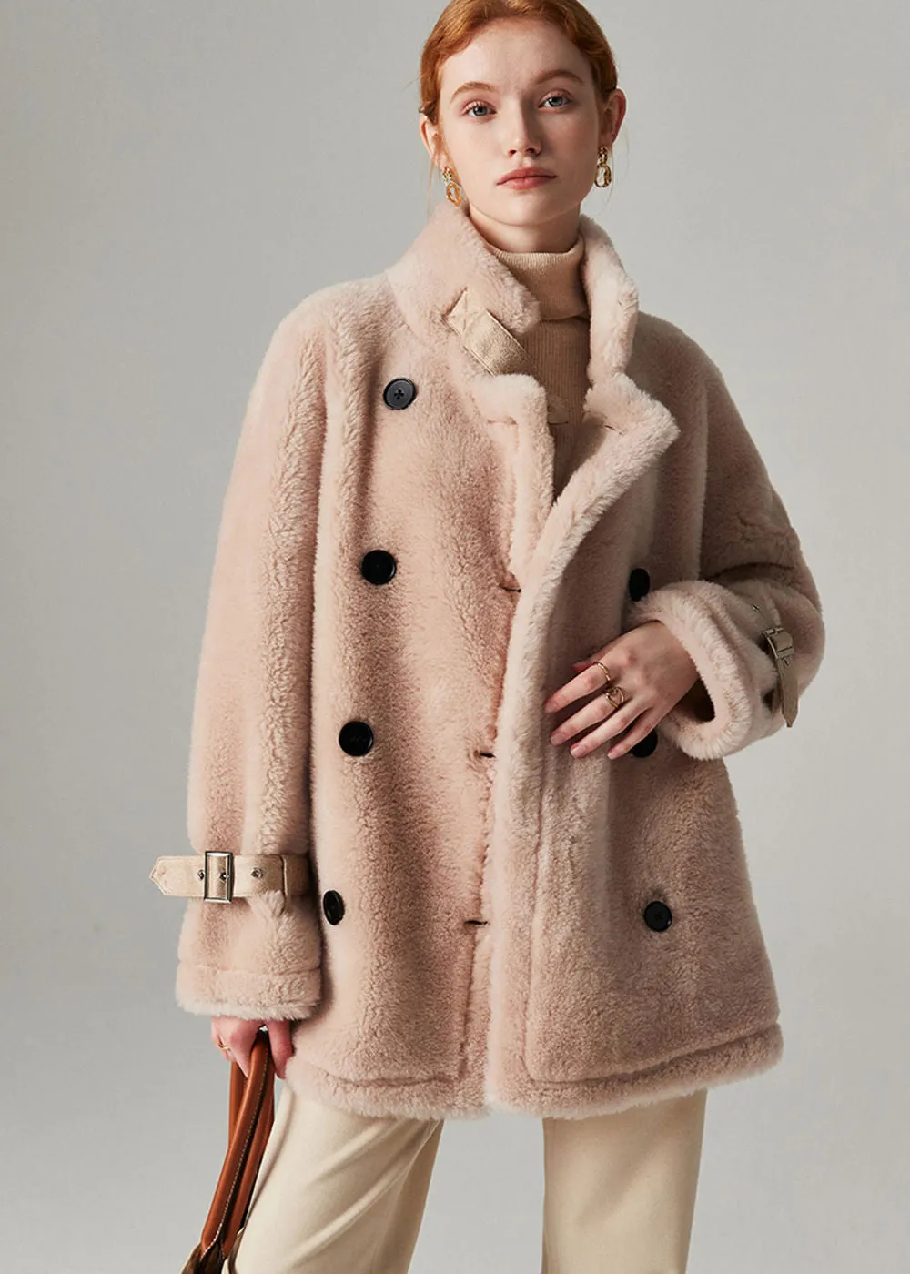 Serena Double Breasted High Pile Wool Fleece Coat