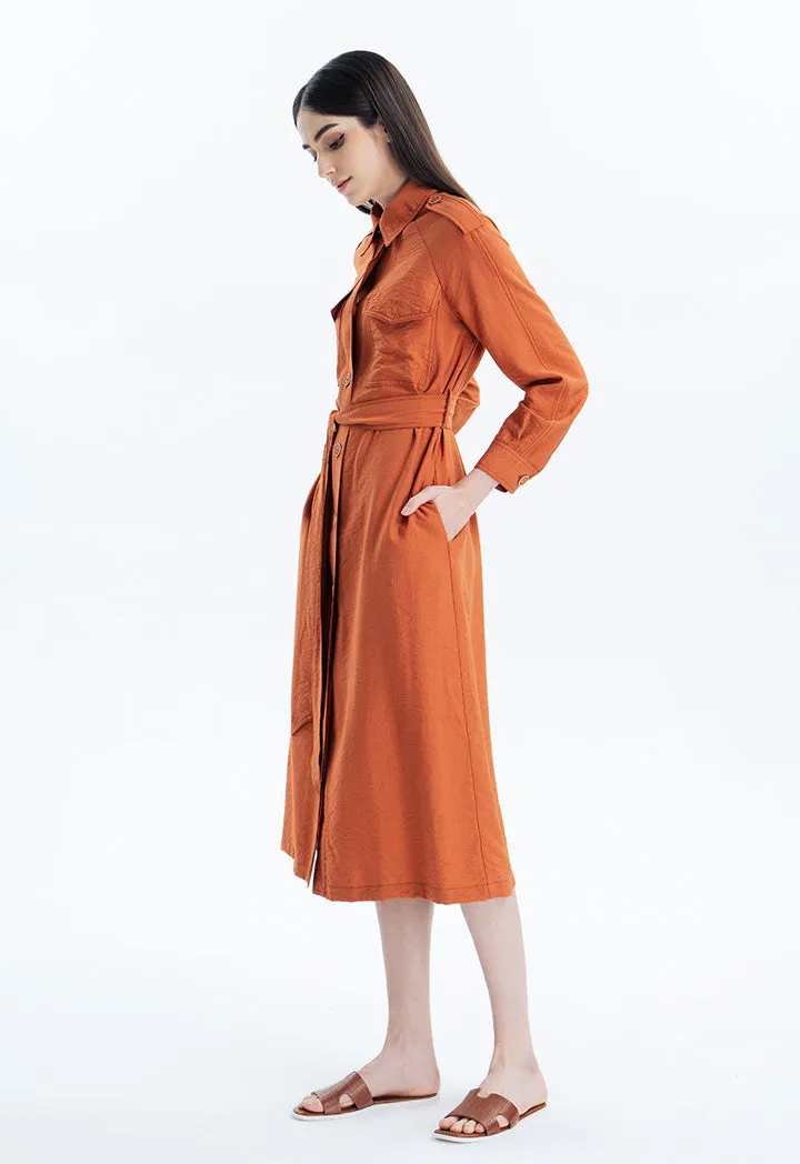 Classic Long Jacket With Flap Pockets