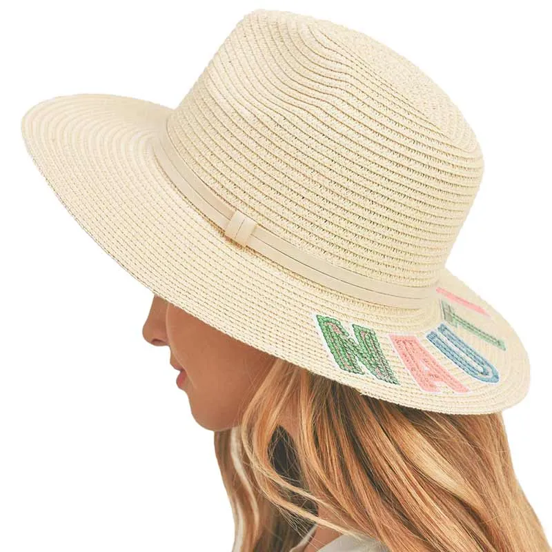 Nauti Sequin Message Straw Panama Sun Hat