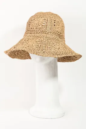 News Flash Straw Bucket Hat, Khaki