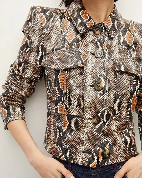 VERONICA BEARD Fullham Python Vegan Leather Jacket