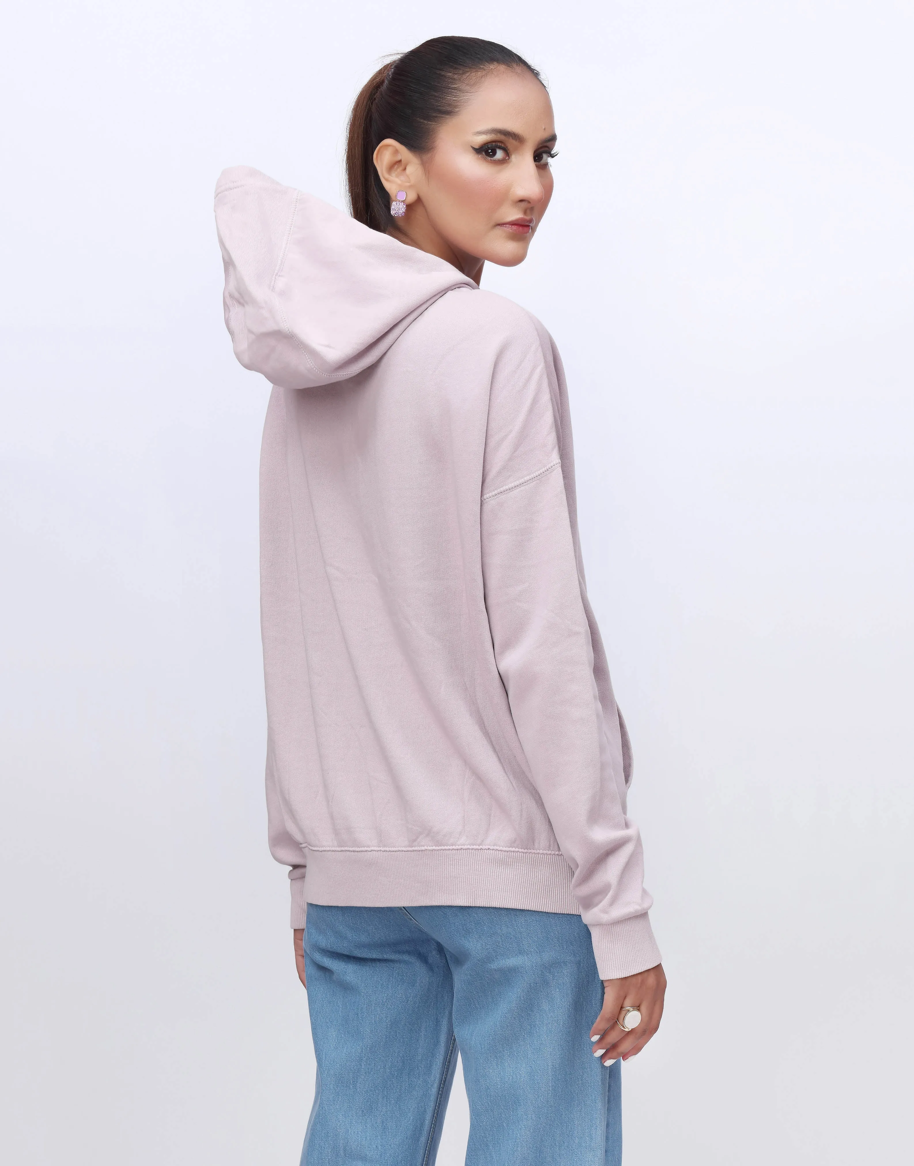 Zipper Fleece Hoodie- Lilac