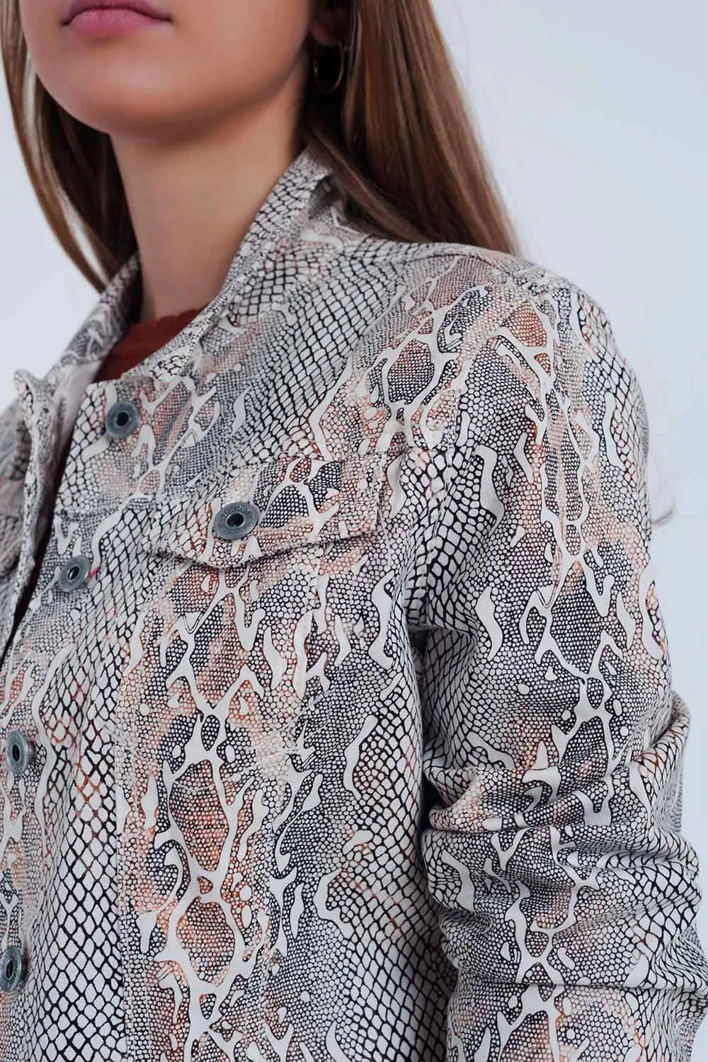 Beige Snake Print Jacket