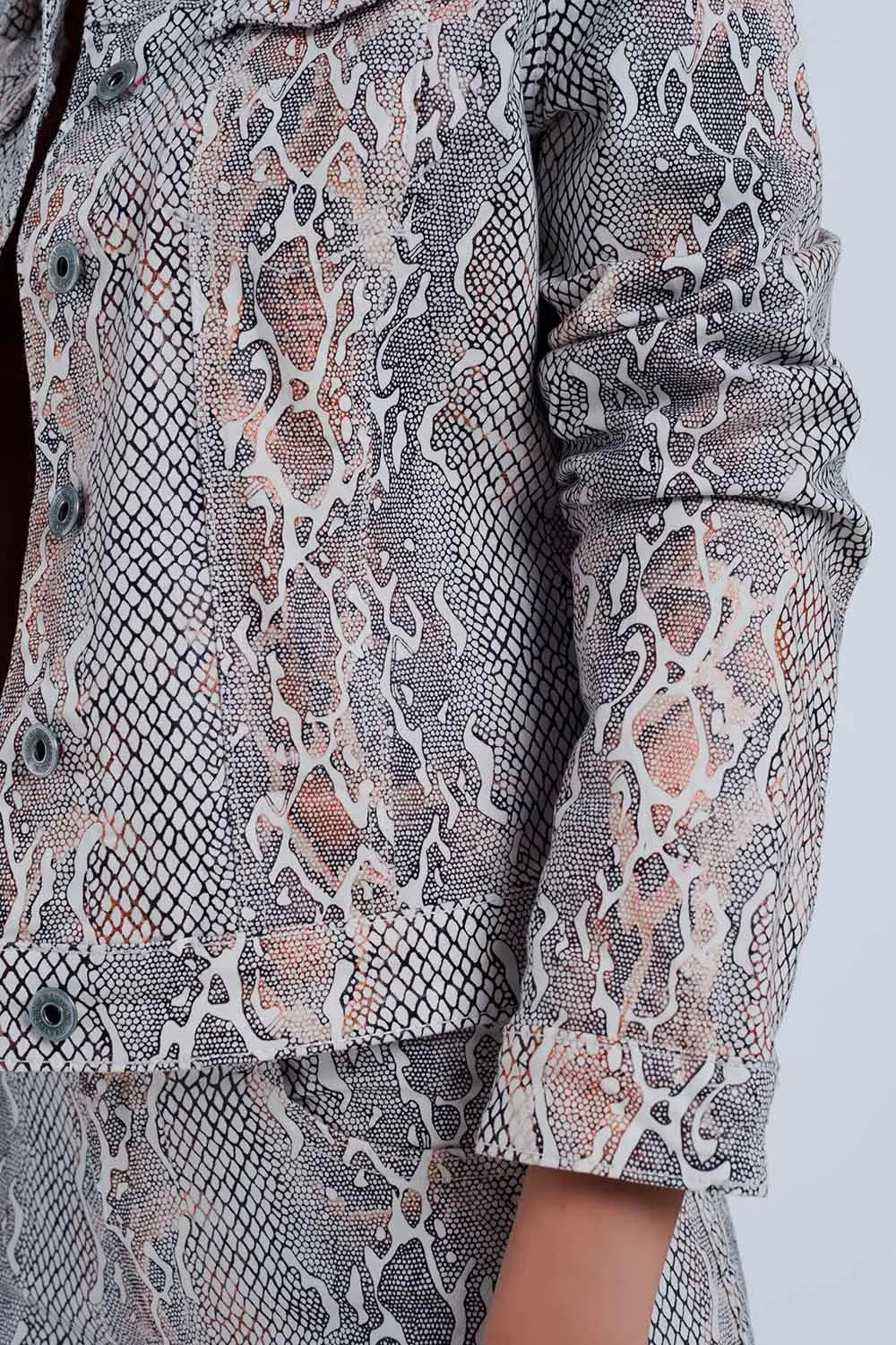 Beige Snake Print Jacket