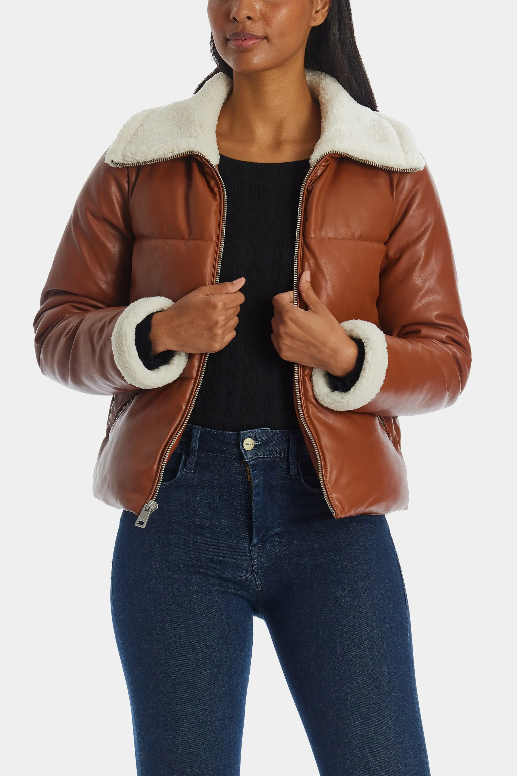 Vegan Sherpa Quilted Bomber Jacket