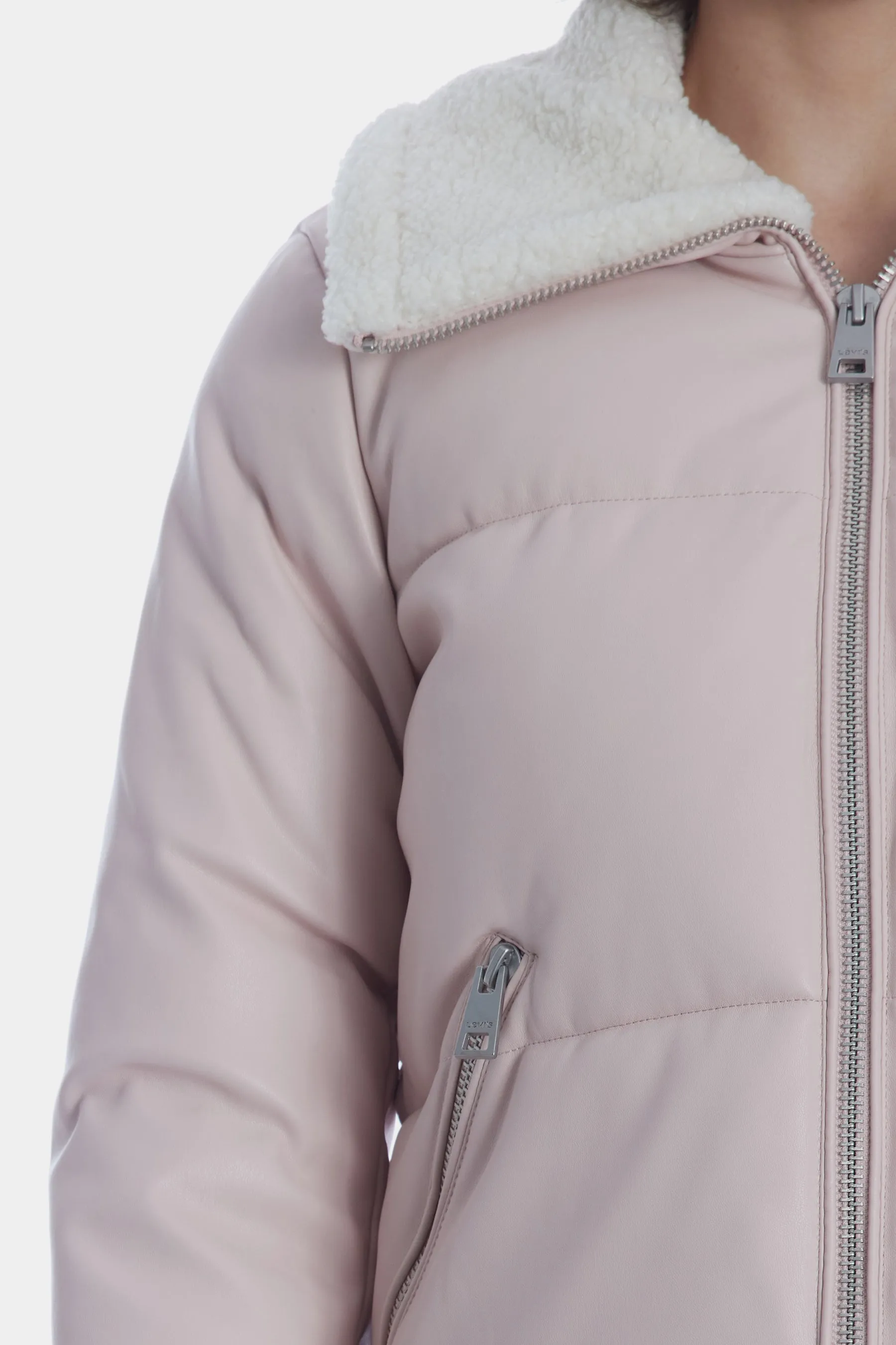 Vegan Sherpa Quilted Bomber Jacket