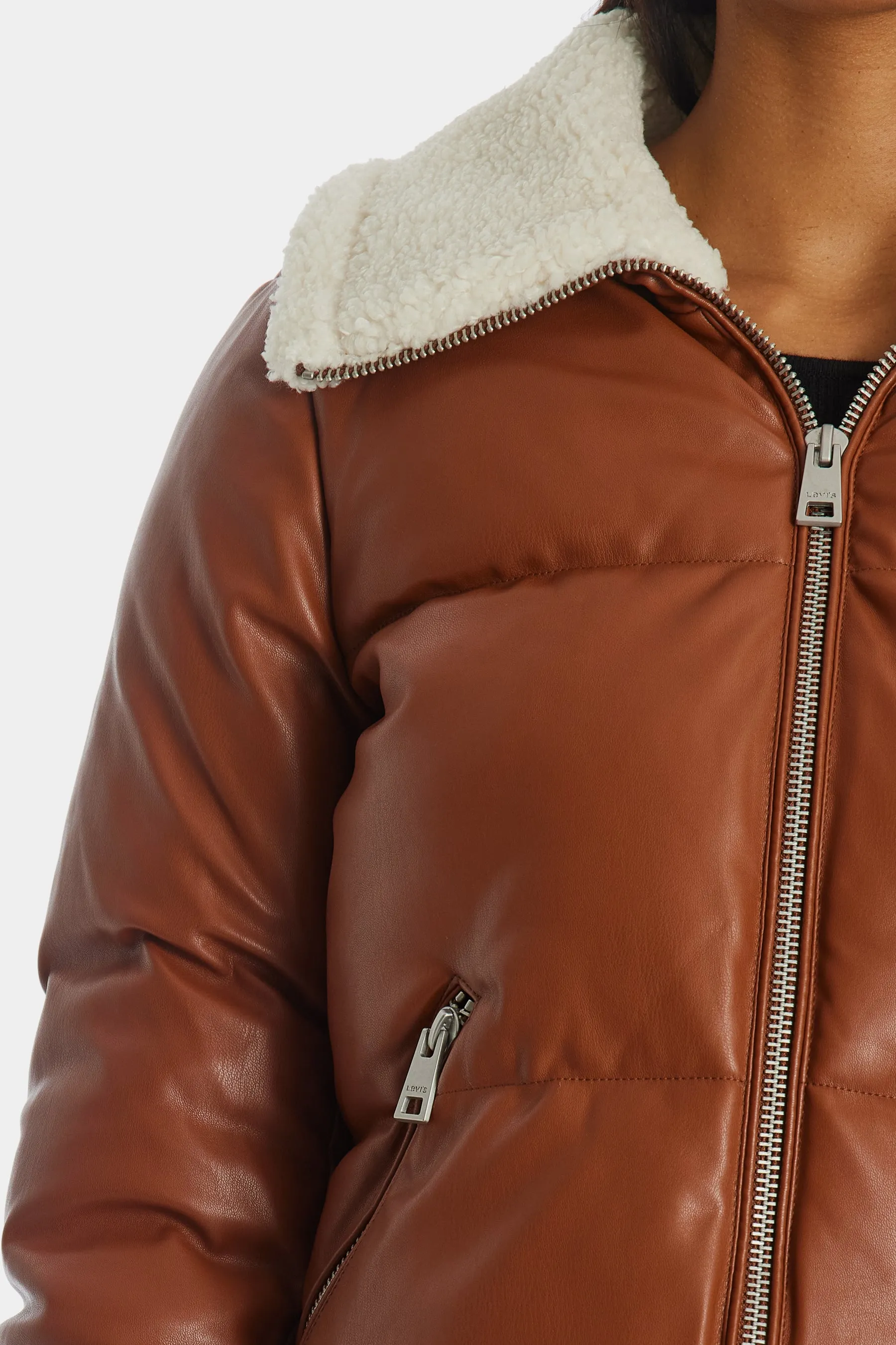 Vegan Sherpa Quilted Bomber Jacket