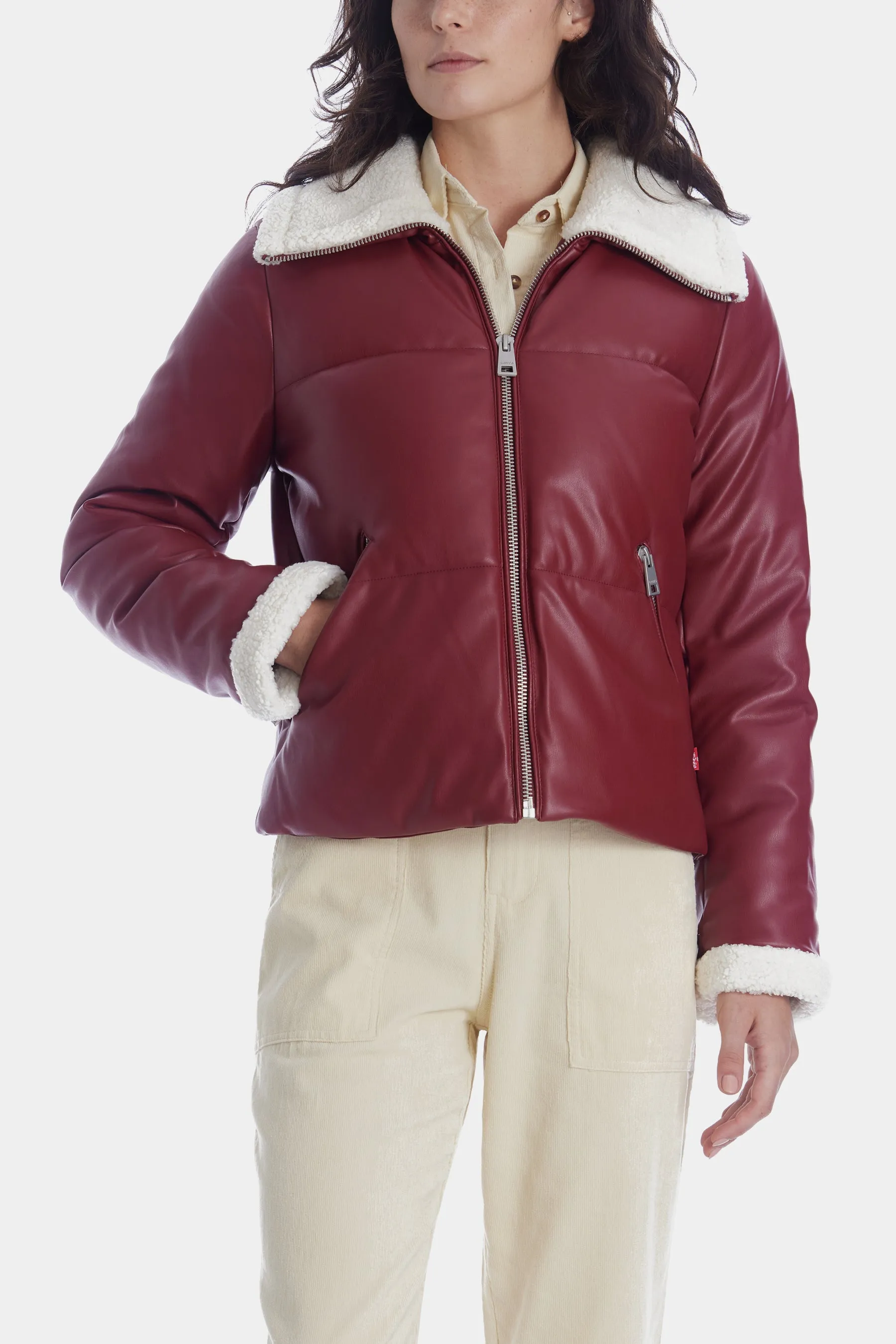 Vegan Sherpa Quilted Bomber Jacket