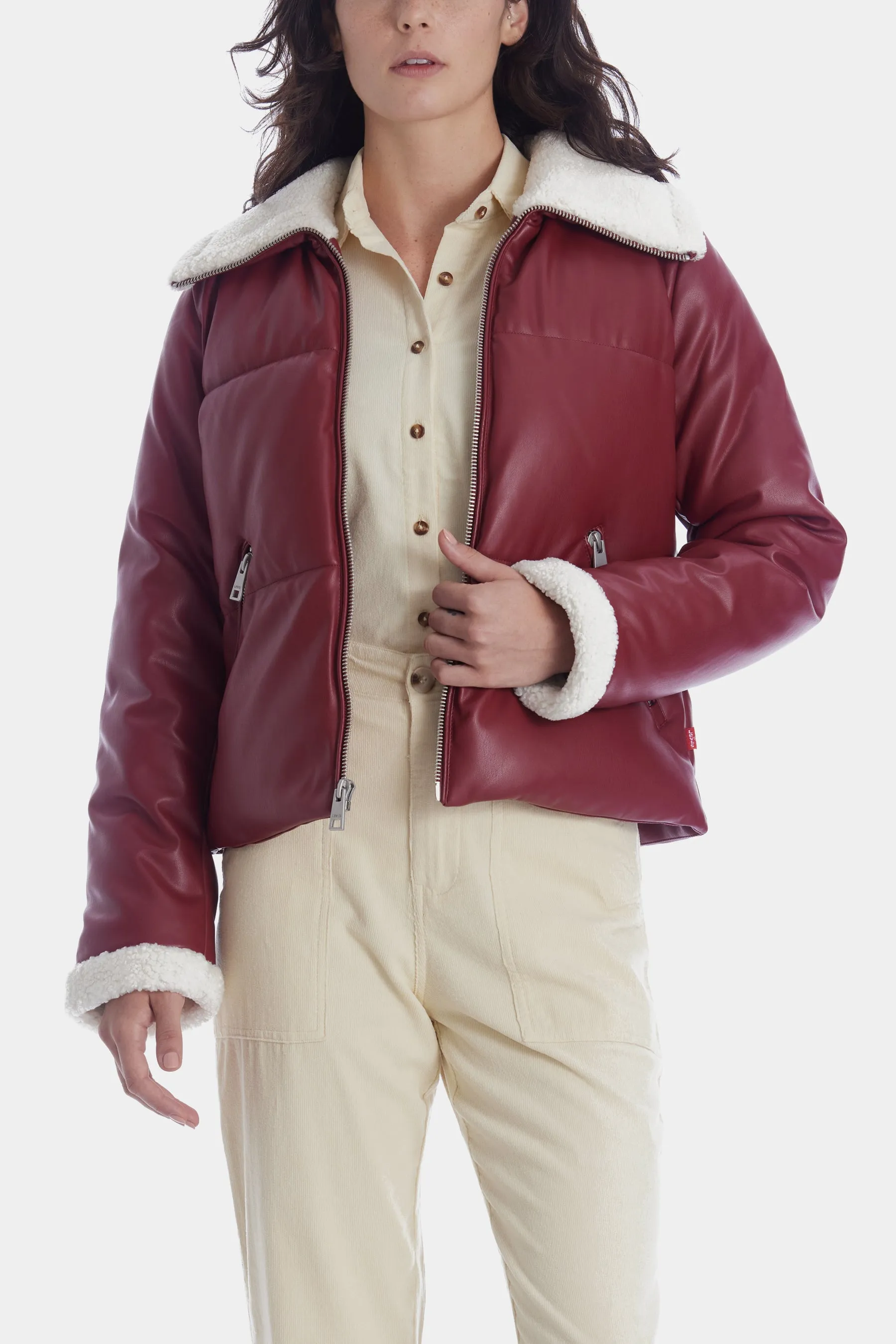 Vegan Sherpa Quilted Bomber Jacket