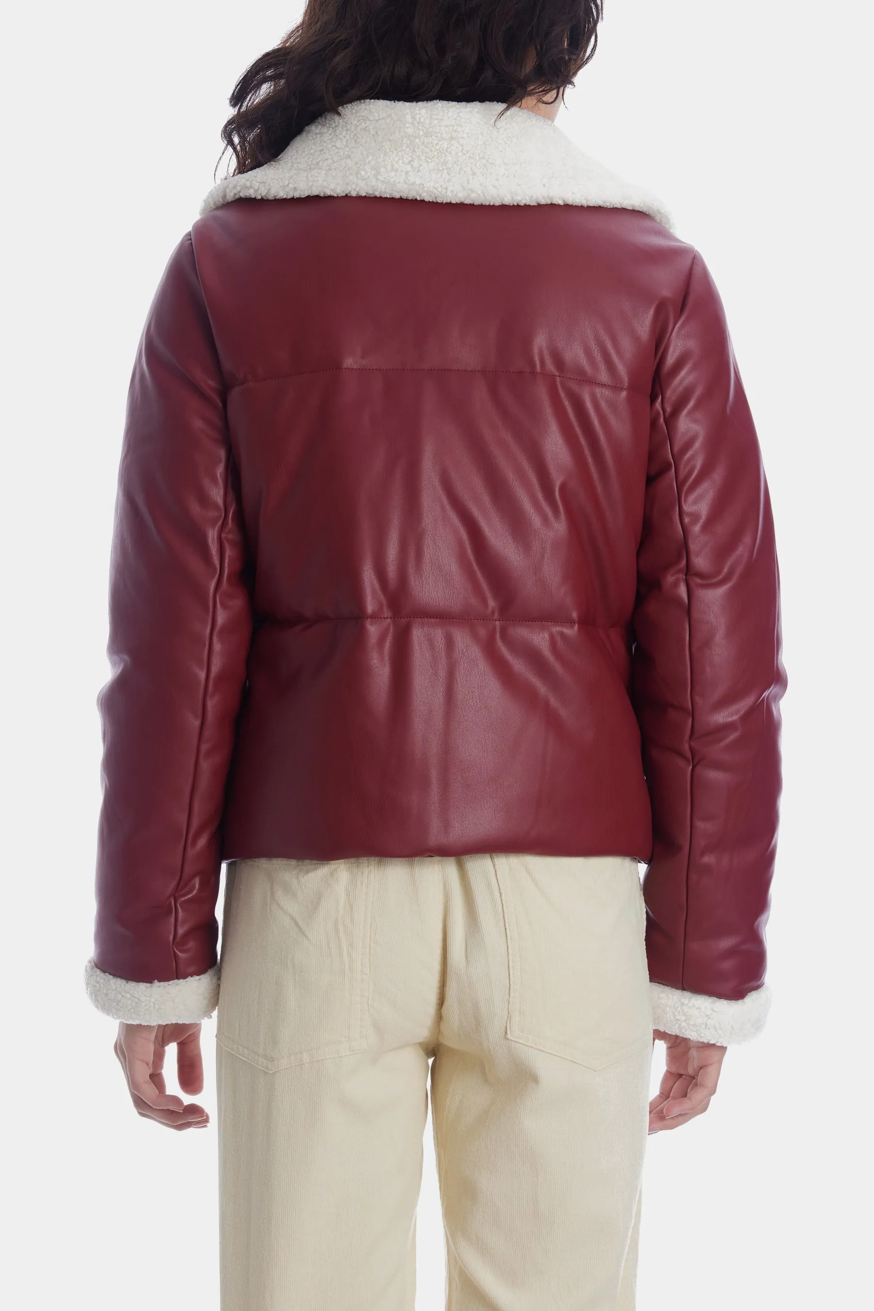 Vegan Sherpa Quilted Bomber Jacket