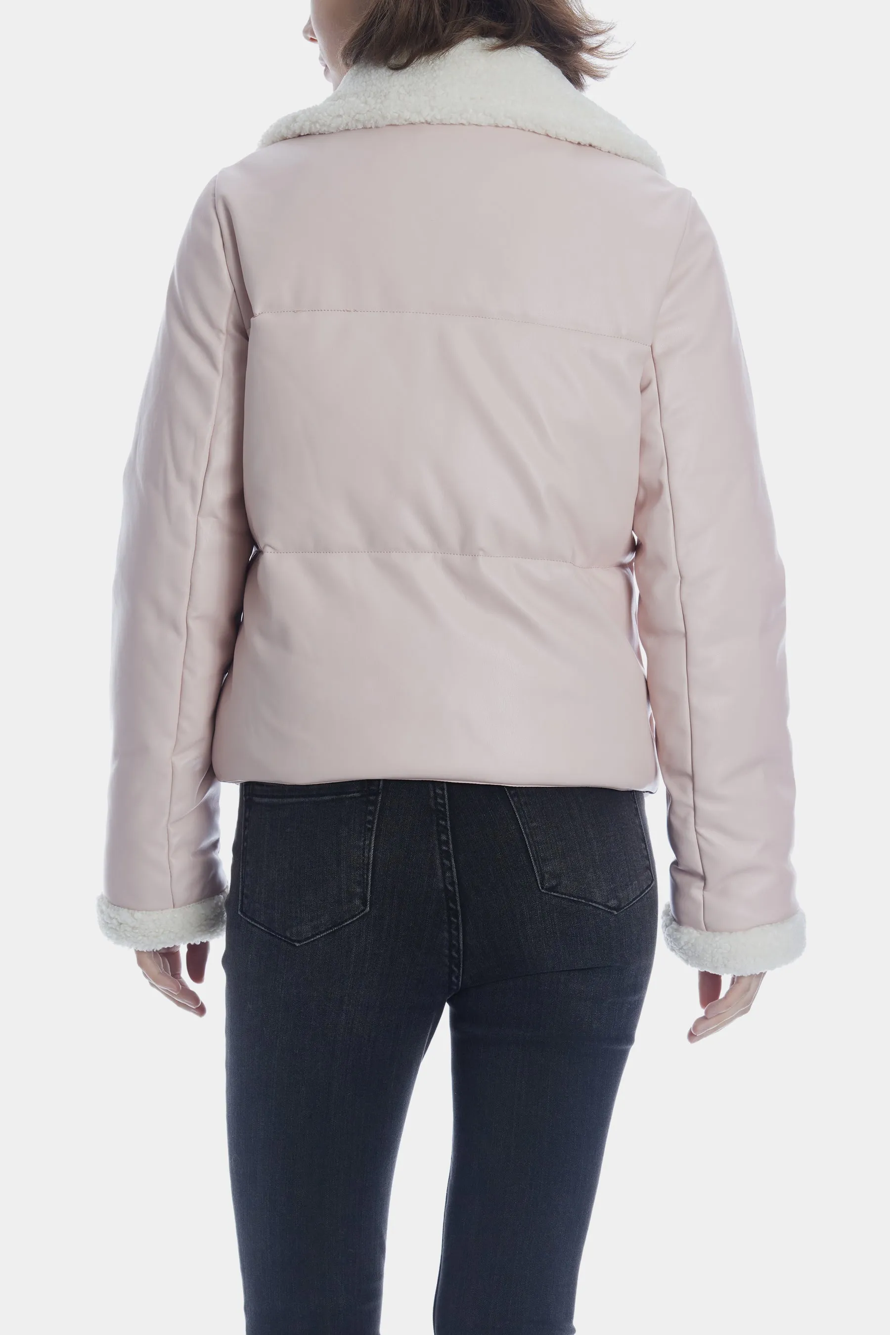 Vegan Sherpa Quilted Bomber Jacket