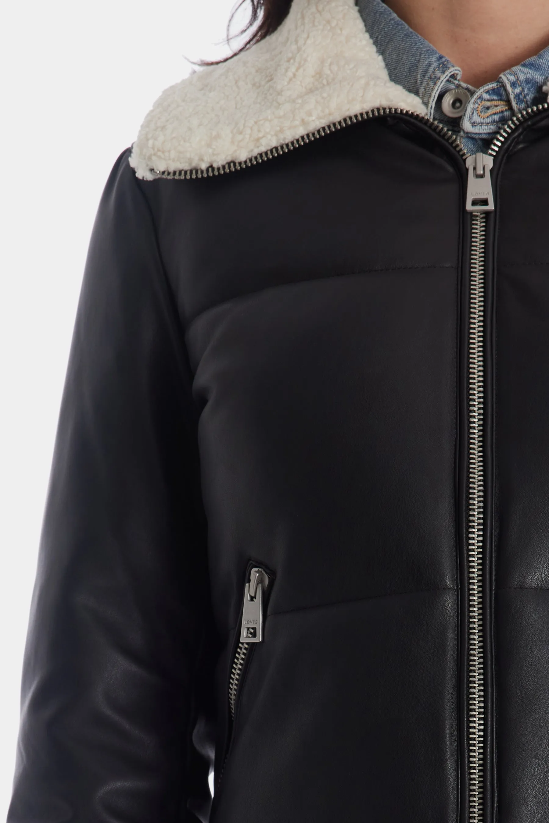 Vegan Sherpa Quilted Bomber Jacket