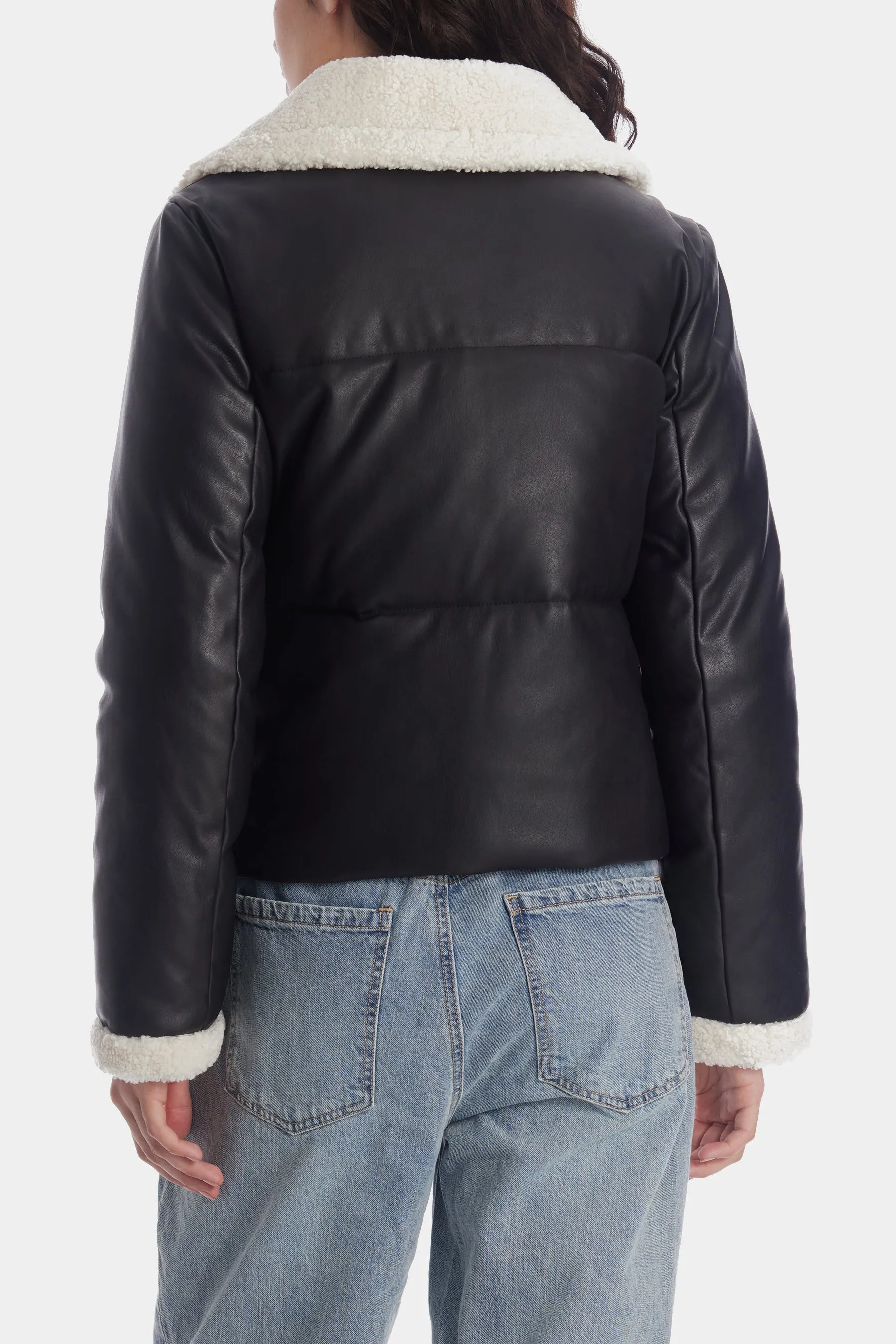 Vegan Sherpa Quilted Bomber Jacket