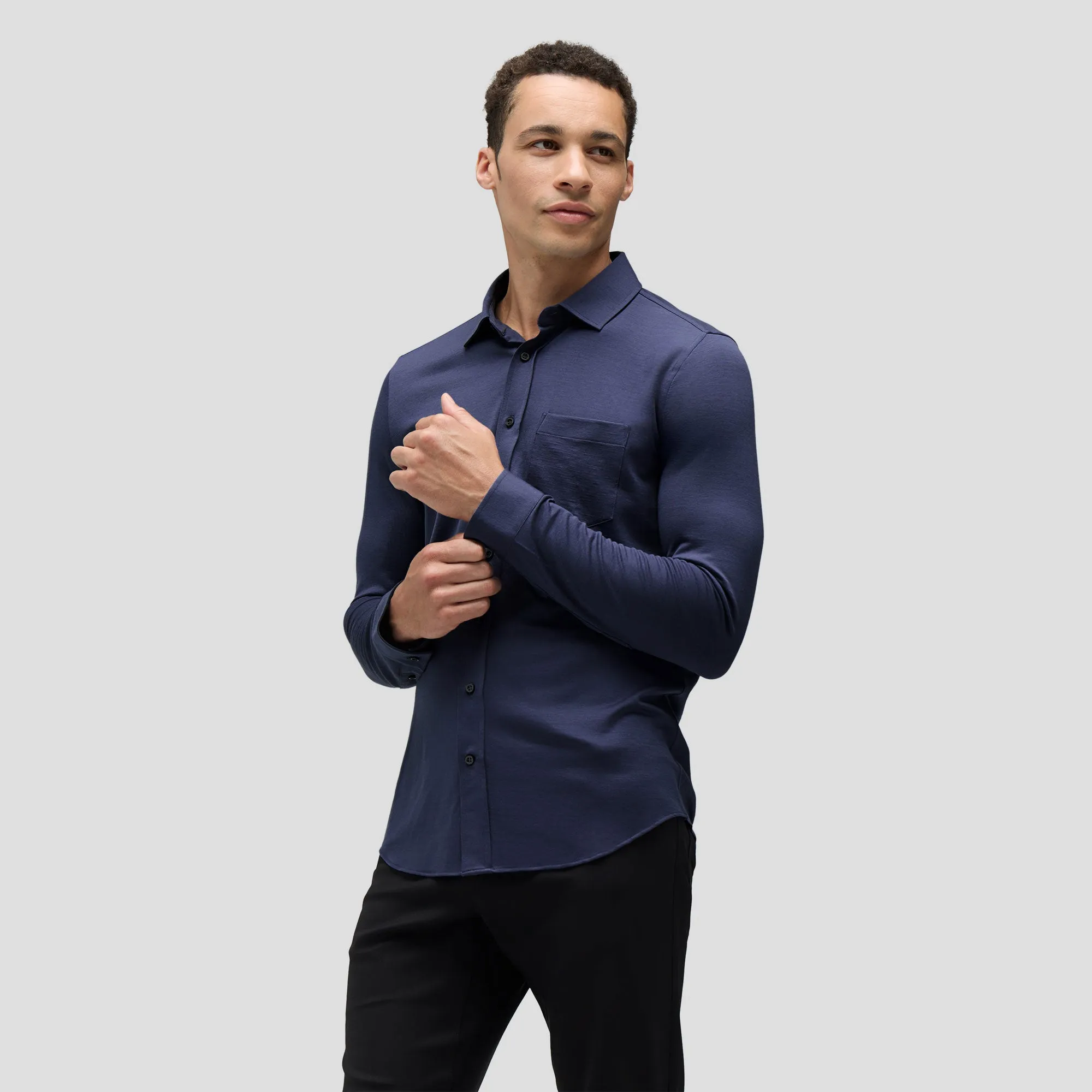 Men's Merino Jersey Button-Up