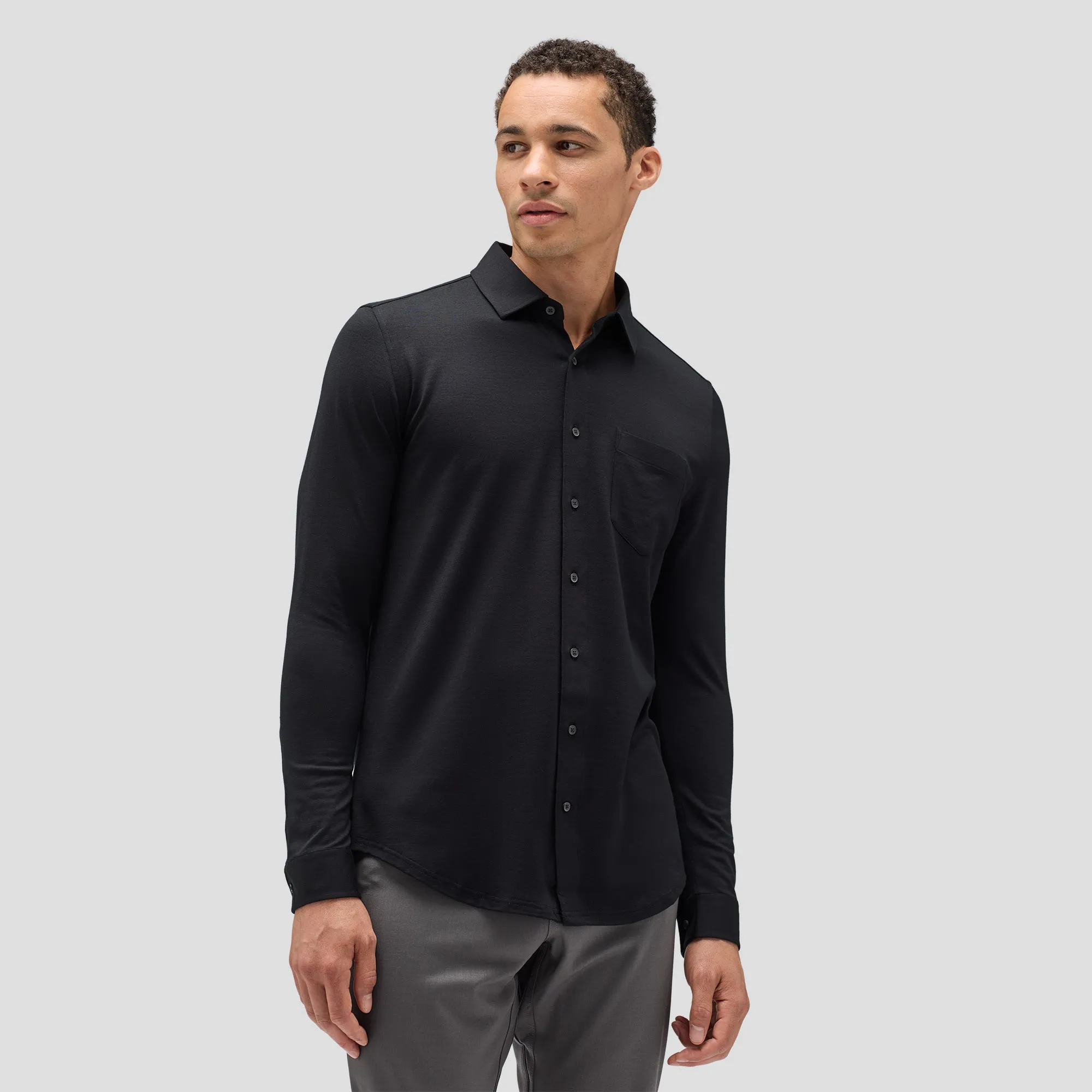 Men's Merino Jersey Button-Up